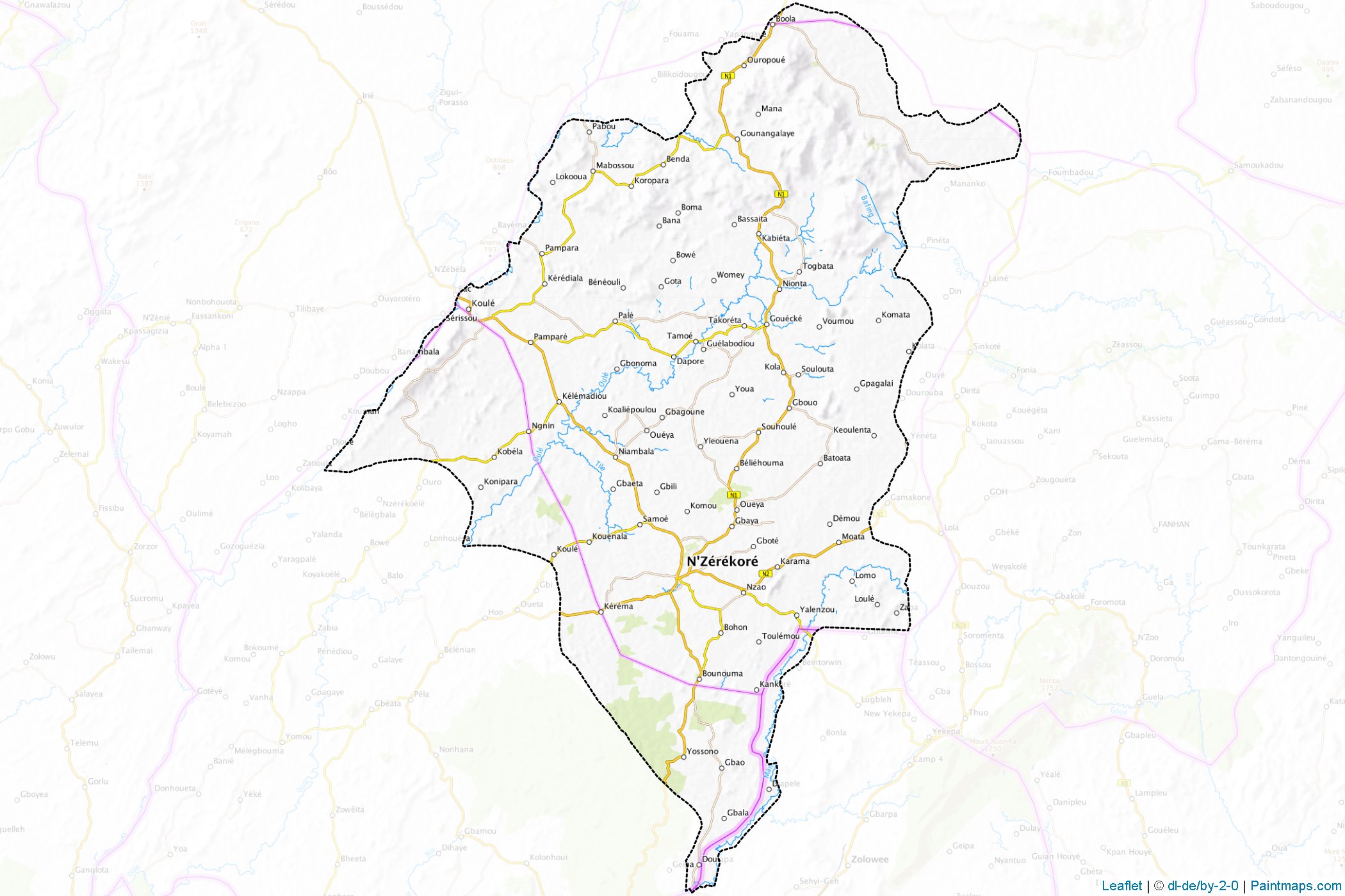 Muestras de recorte de mapas Nzérékoré (Guinea)-1