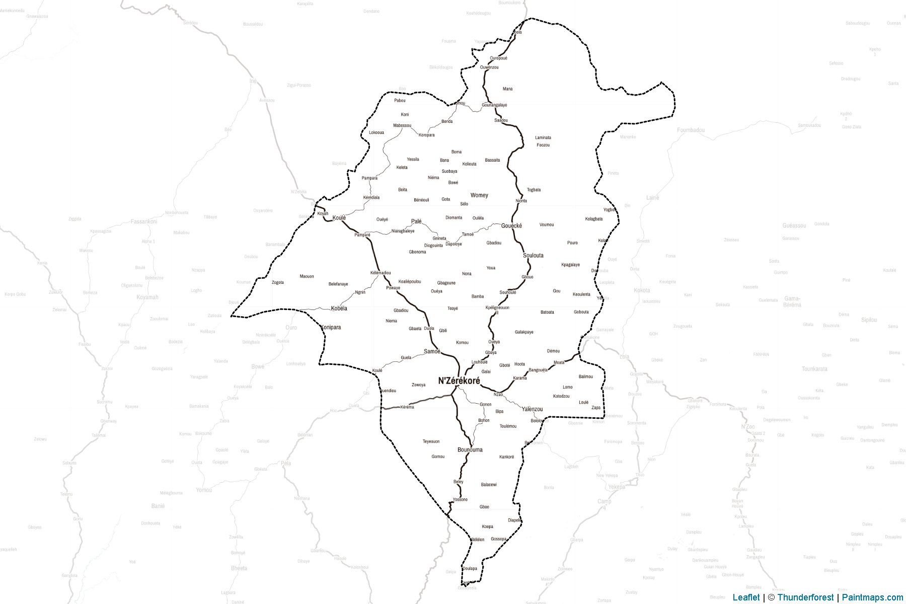 Muestras de recorte de mapas Nzérékoré (Guinea)-2