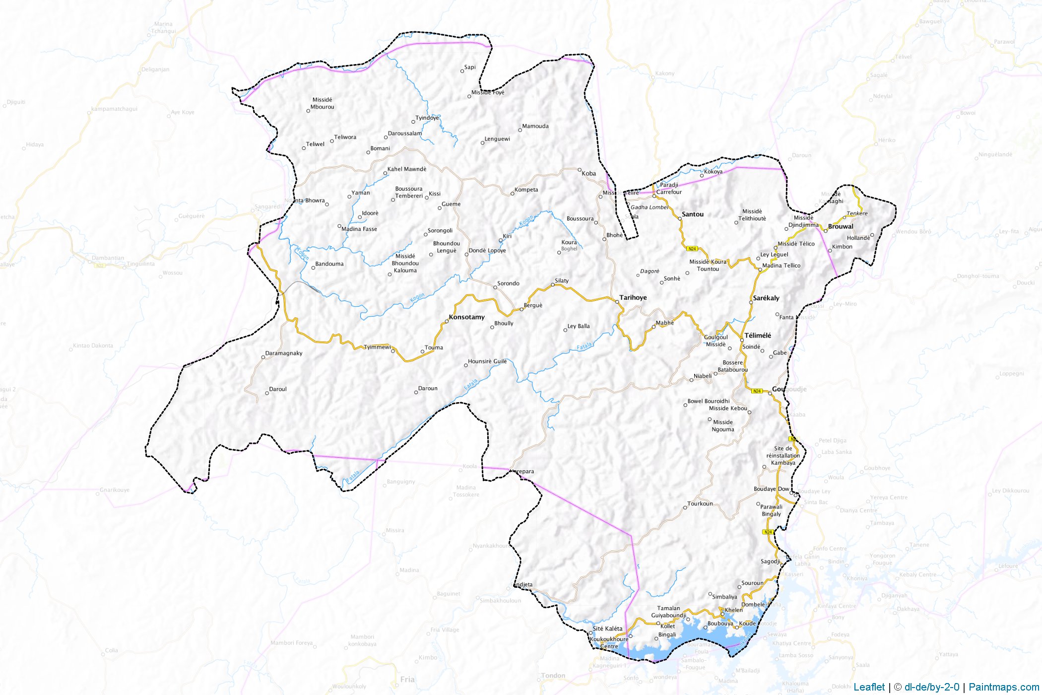 Muestras de recorte de mapas Télimélé (Guinea)-1