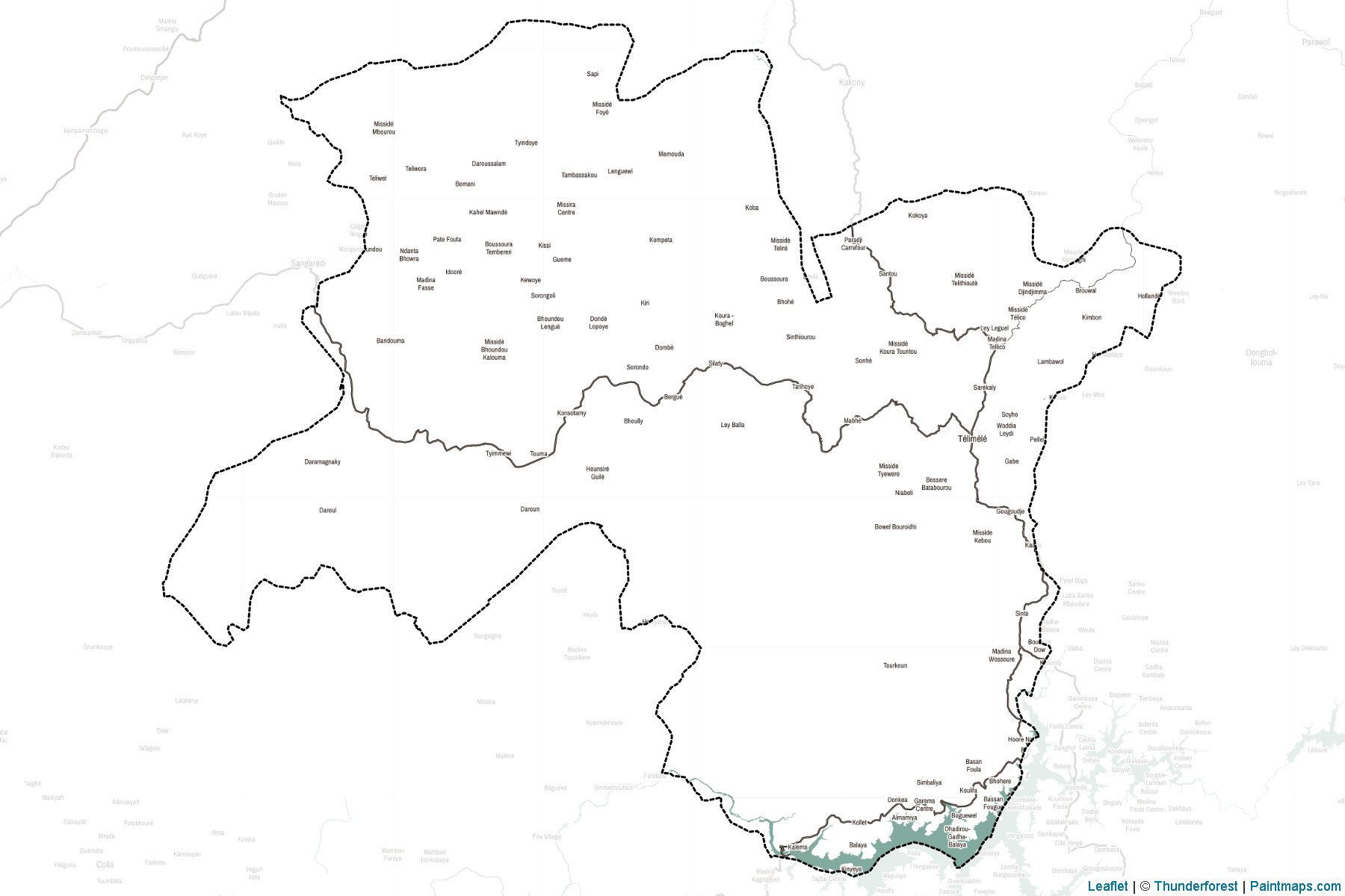 Muestras de recorte de mapas Télimélé (Guinea)-2