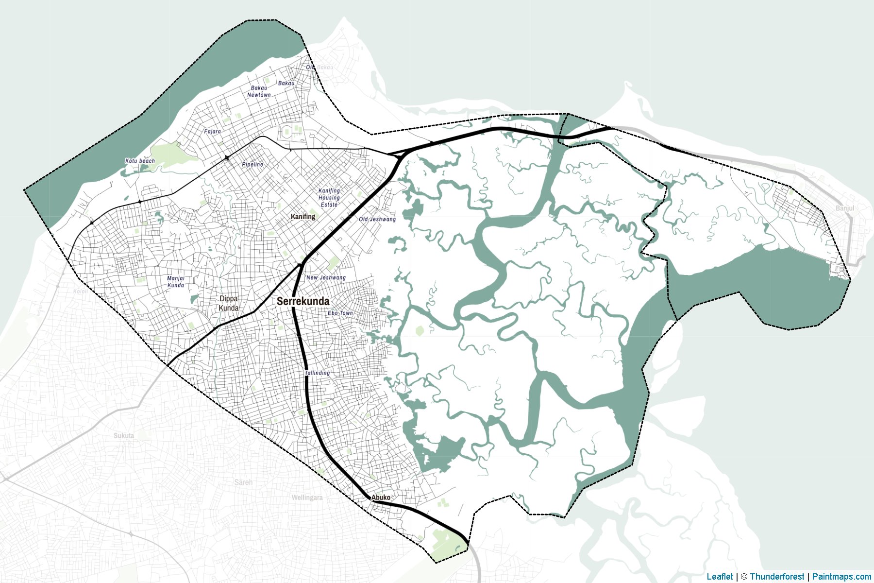 Muestras de recorte de mapas Banjul (Gambia)-2