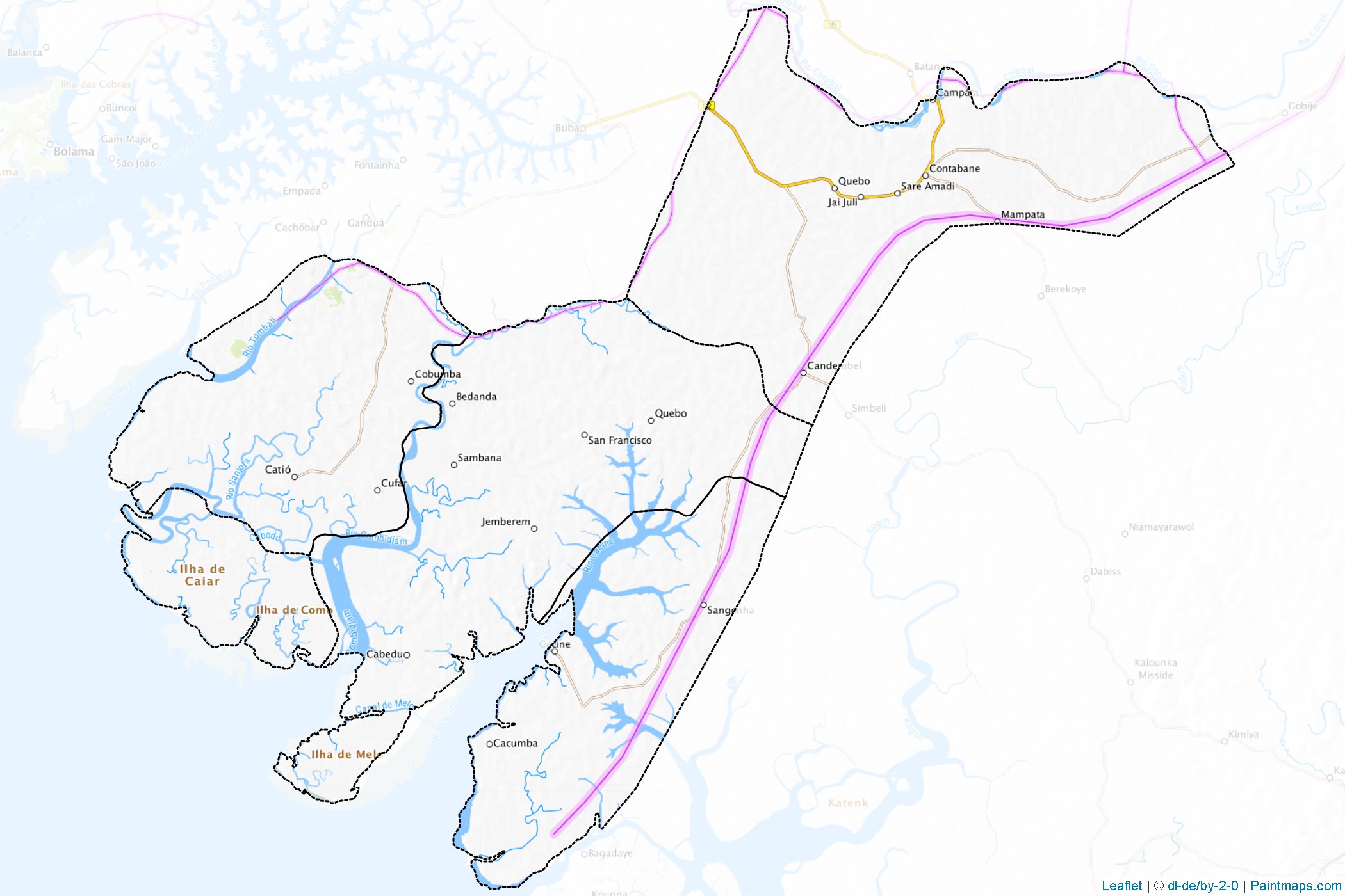 Muestras de recorte de mapas Tombali (Guinea-Bissau)-1