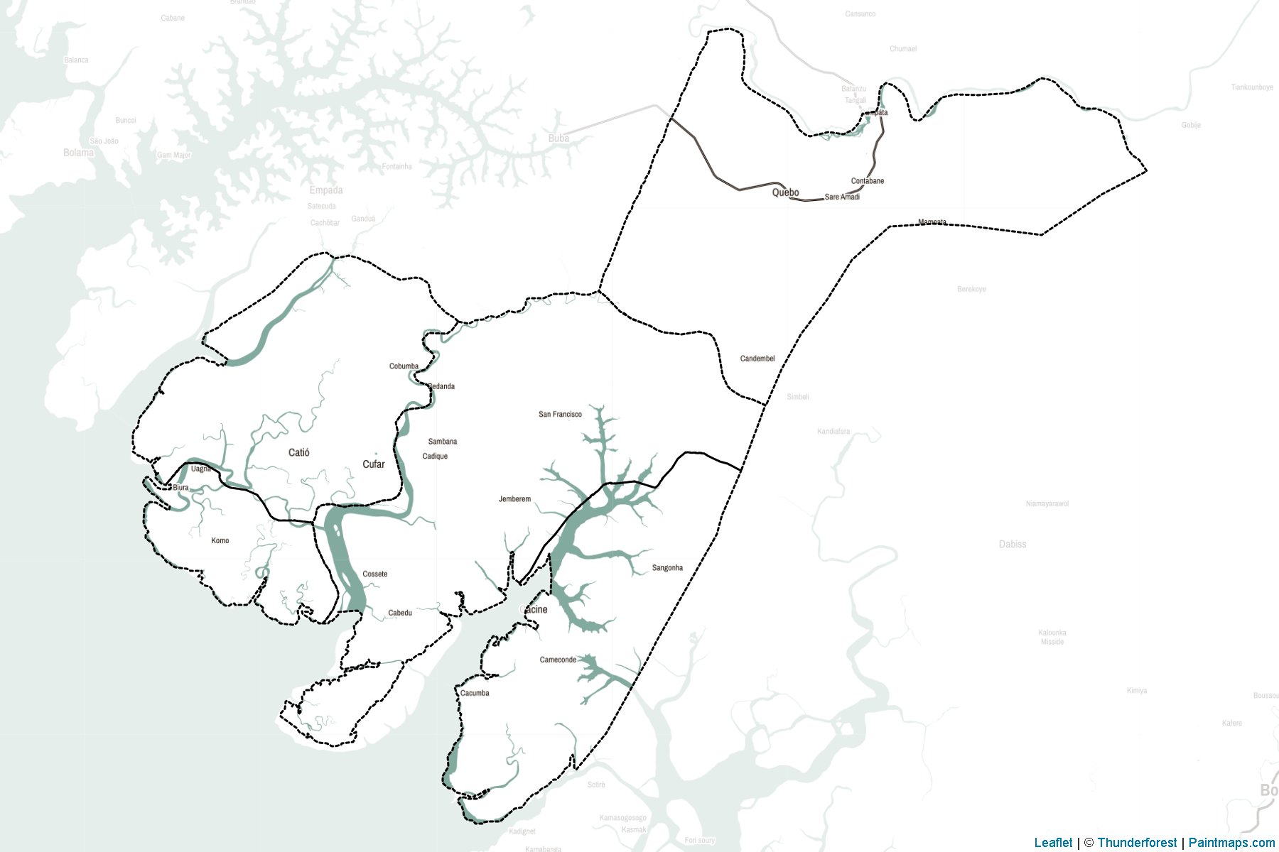 Muestras de recorte de mapas Tombali (Guinea-Bissau)-2