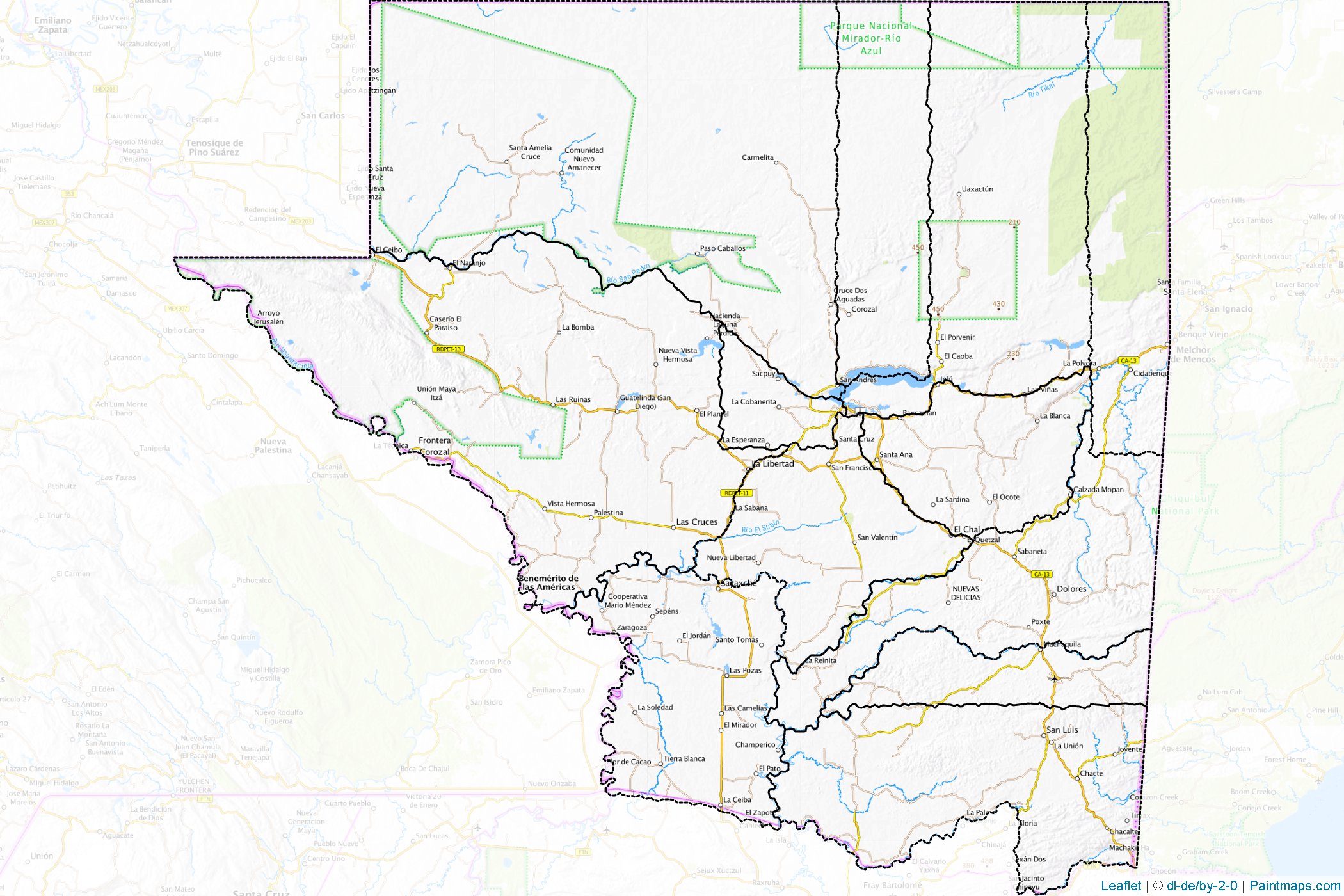 Muestras de recorte de mapas Petén (Guatemala)-1