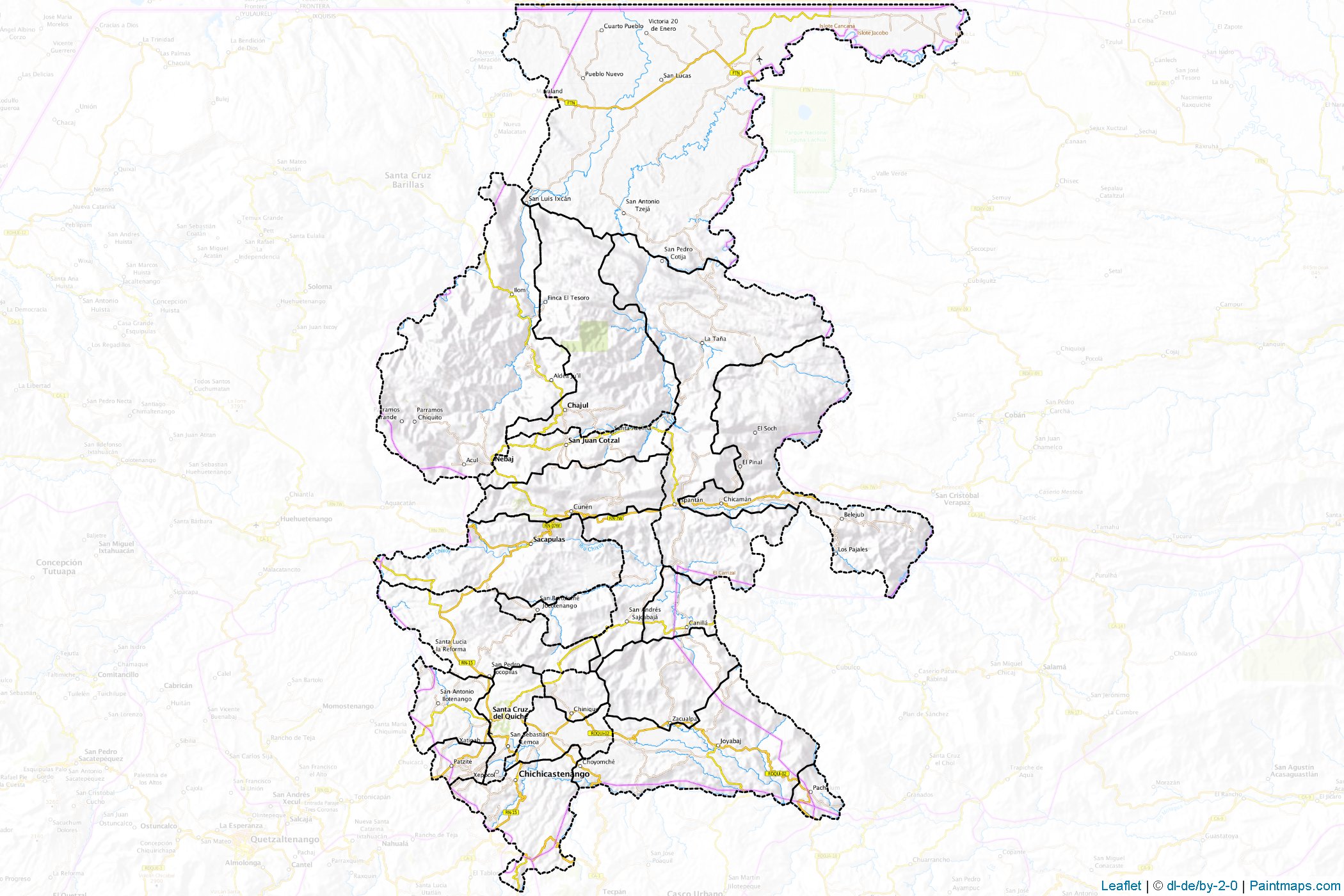 Muestras de recorte de mapas Quiché (Guatemala)-1