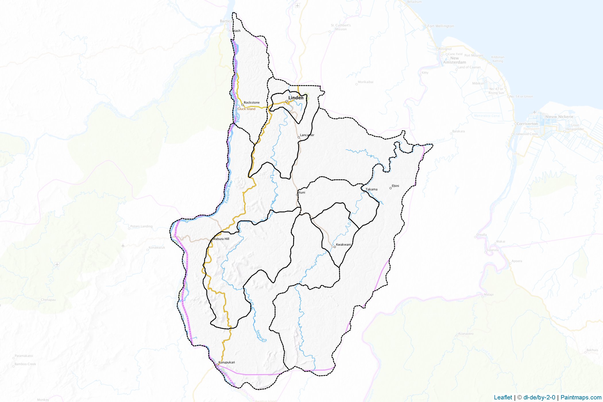 Muestras de recorte de mapas Upper Demerara-Berbice (Guayana)-1