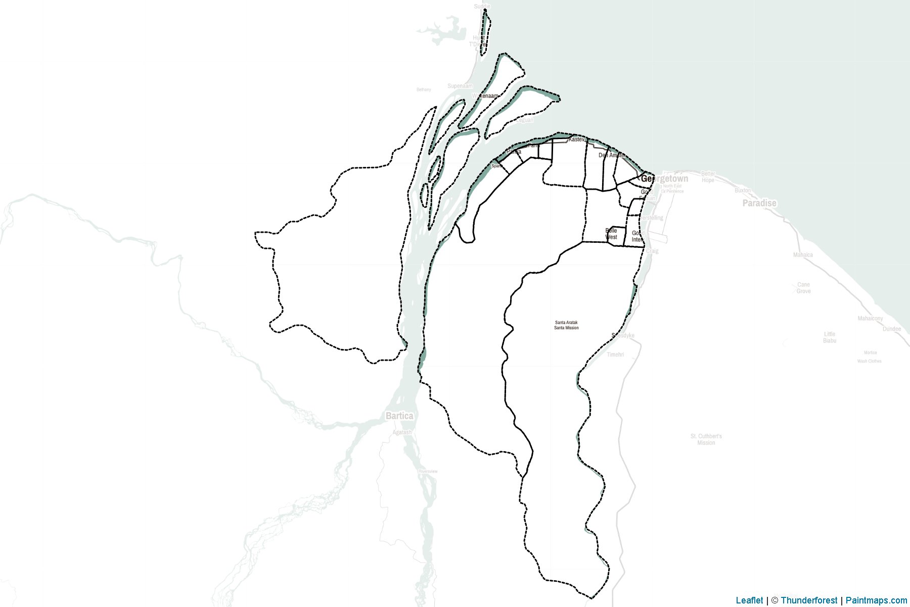 Muestras de recorte de mapas Essequibo Islands-West Demerara (Guayana)-2