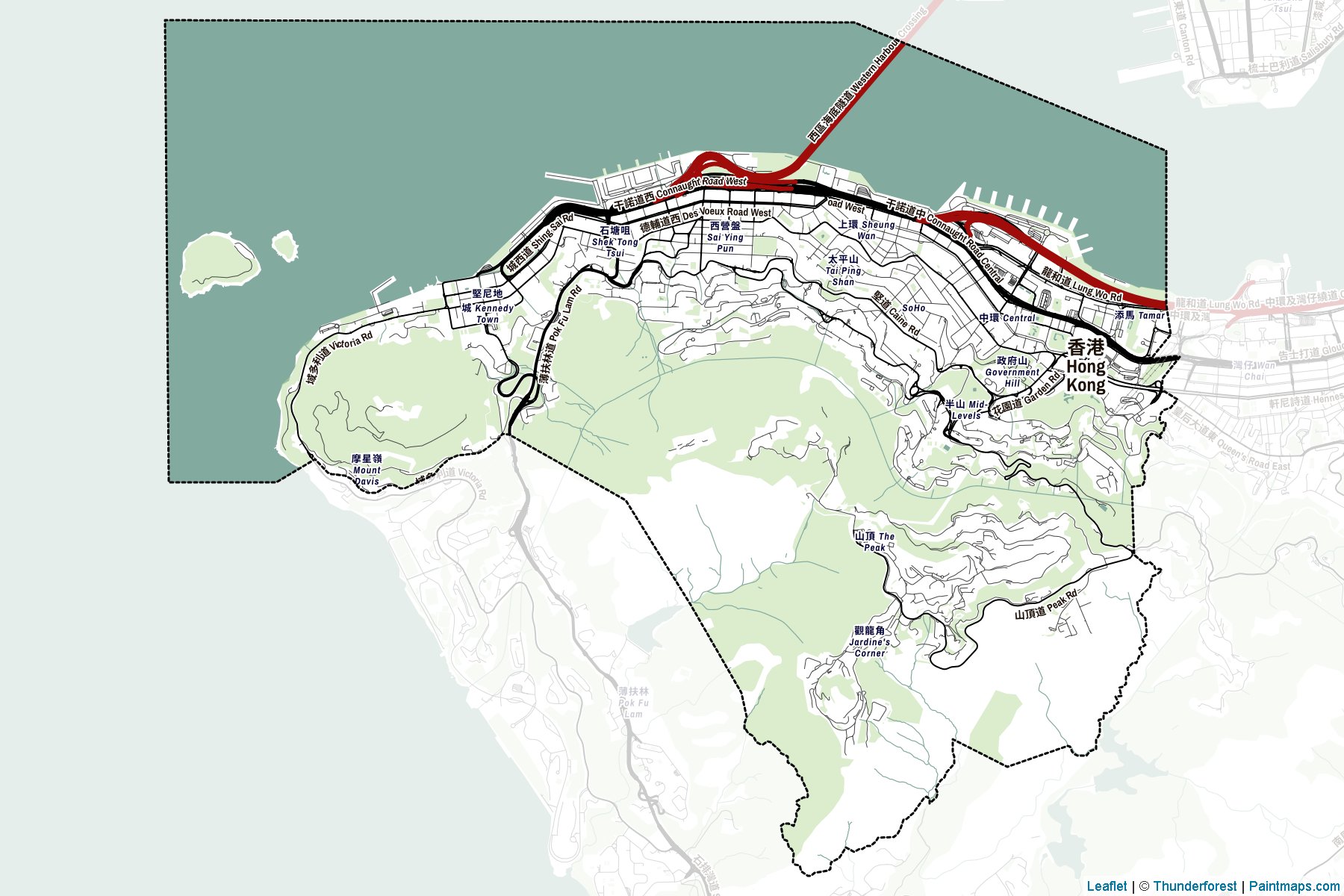 Muestras de recorte de mapas Central and Western (Hong Kong Island)-2