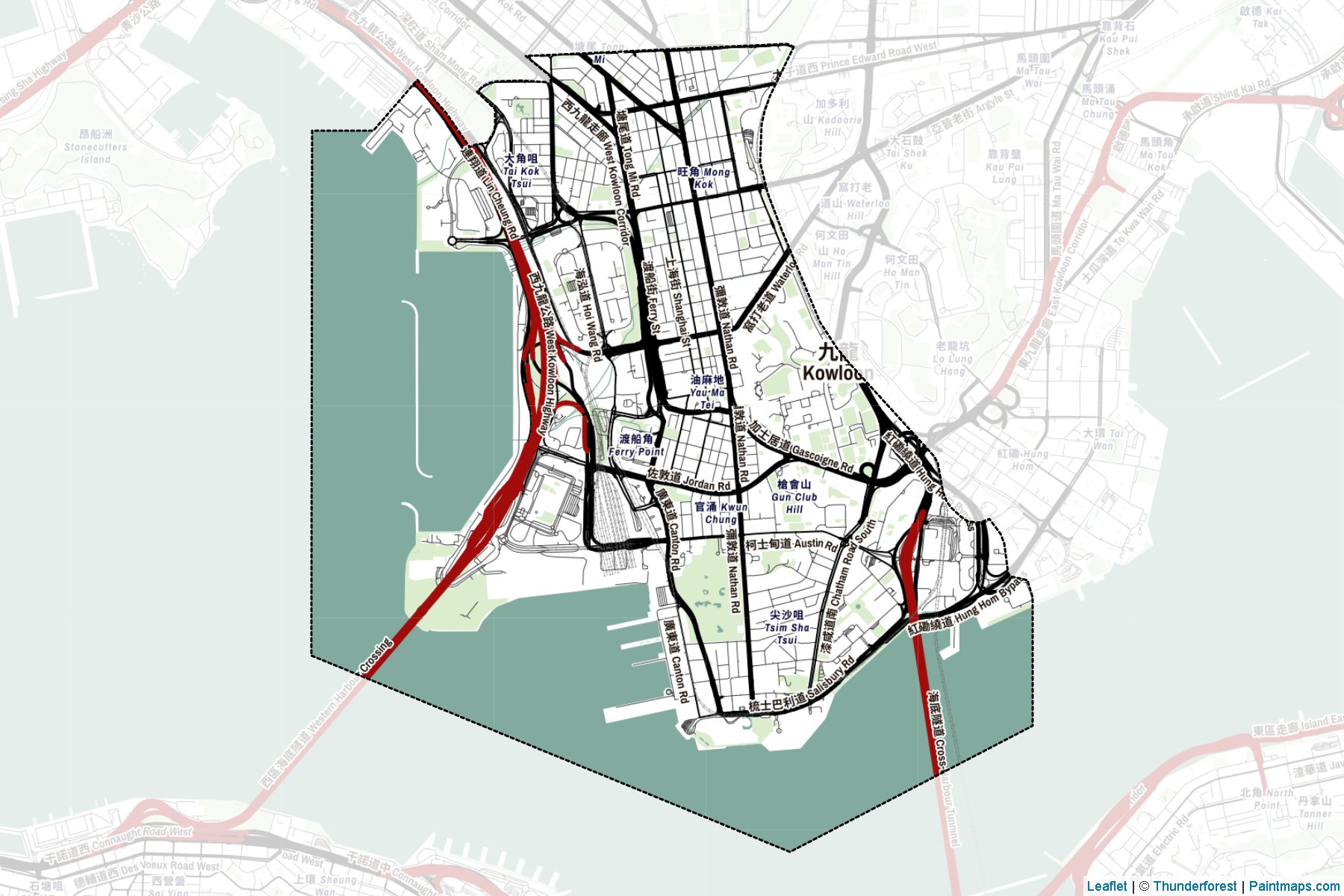 Muestras de recorte de mapas Yau Tsim Mong (Kowloon)-2