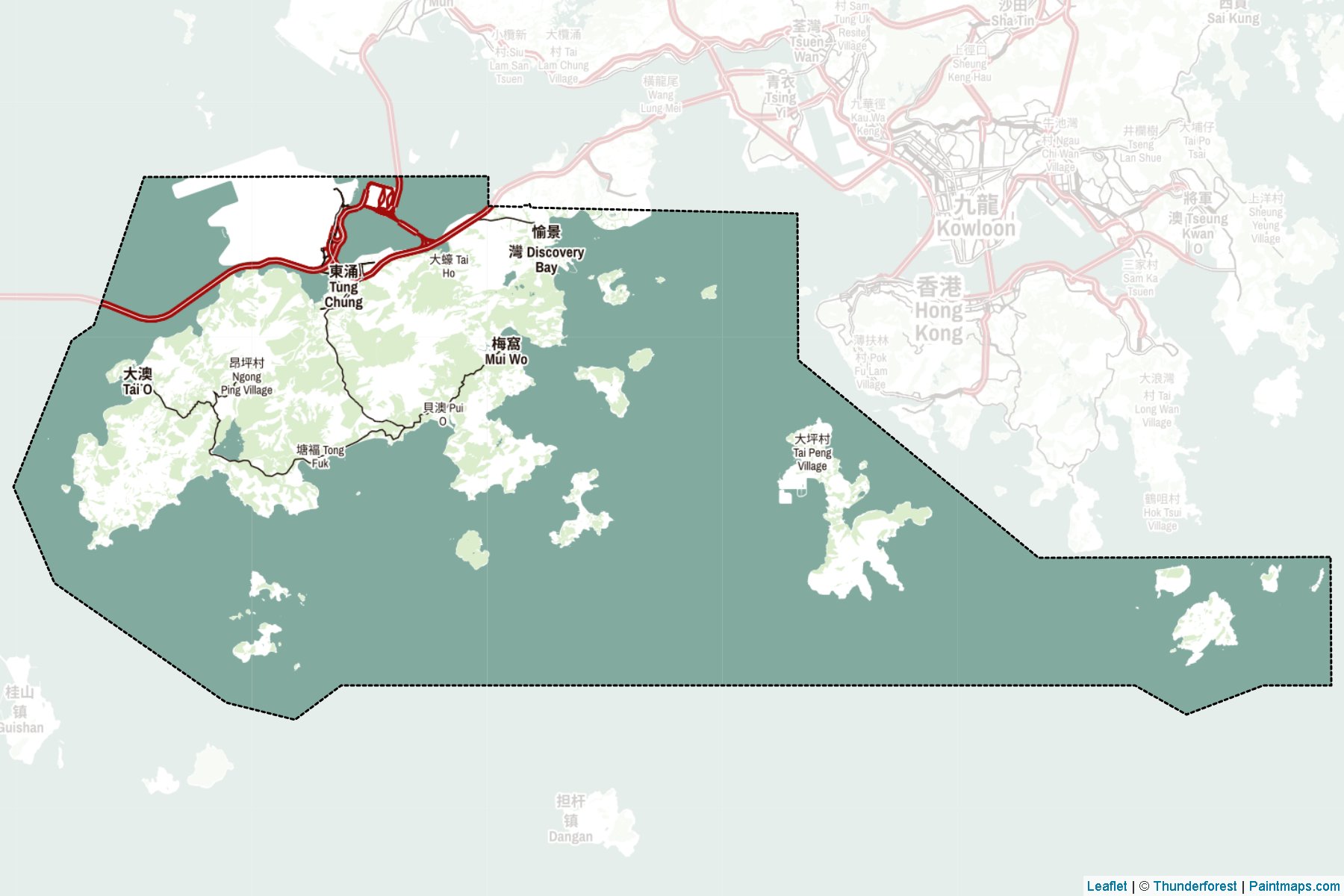 Muestras de recorte de mapas Islands (New Territories)-2