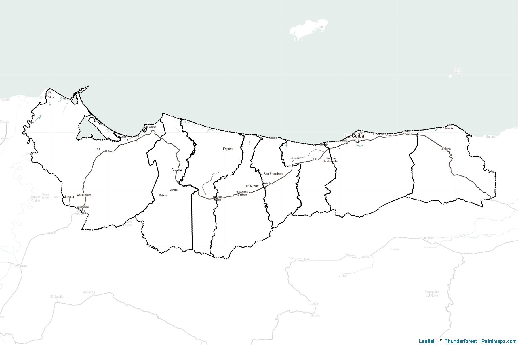 Muestras de recorte de mapas Atlántida (Honduras)-2