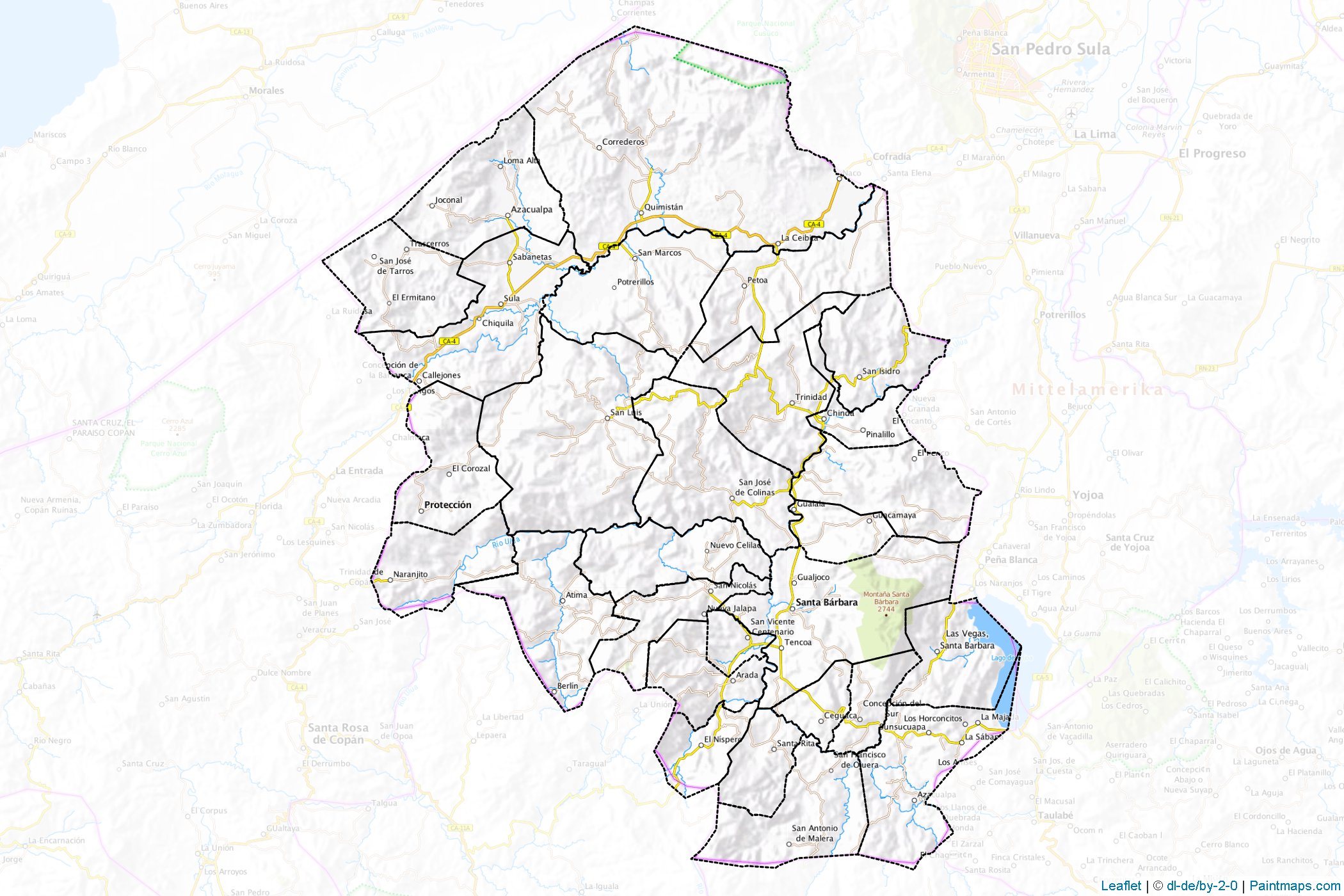 Muestras de recorte de mapas Santa Bárbara (Honduras)-1