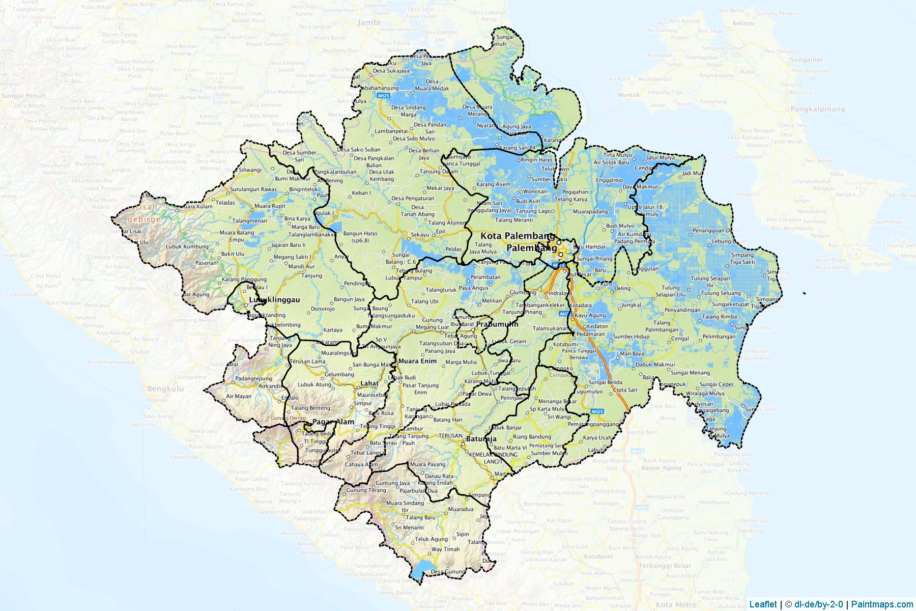 South Sumatra (Indonesia) Map Cropping Samples-1