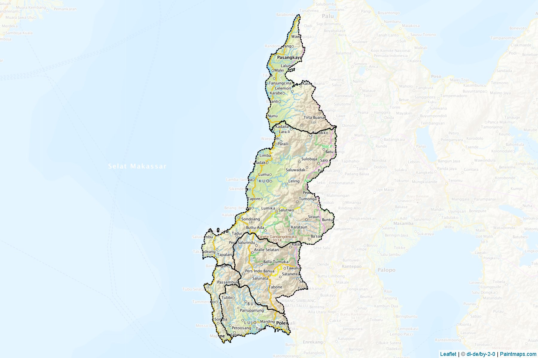 Batı Sulawesi (Endonezya) Haritası Örnekleri-1