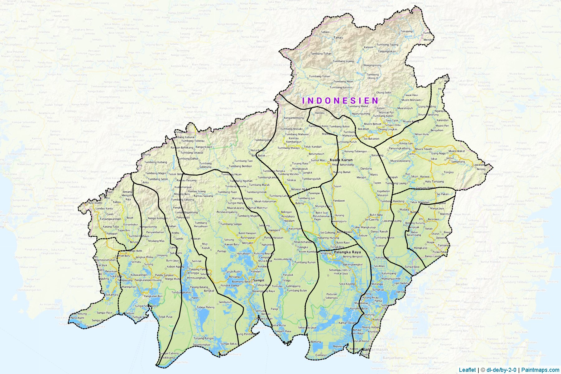 Muestras de recorte de mapas Kalimantan Tengah (Indonesia)-1