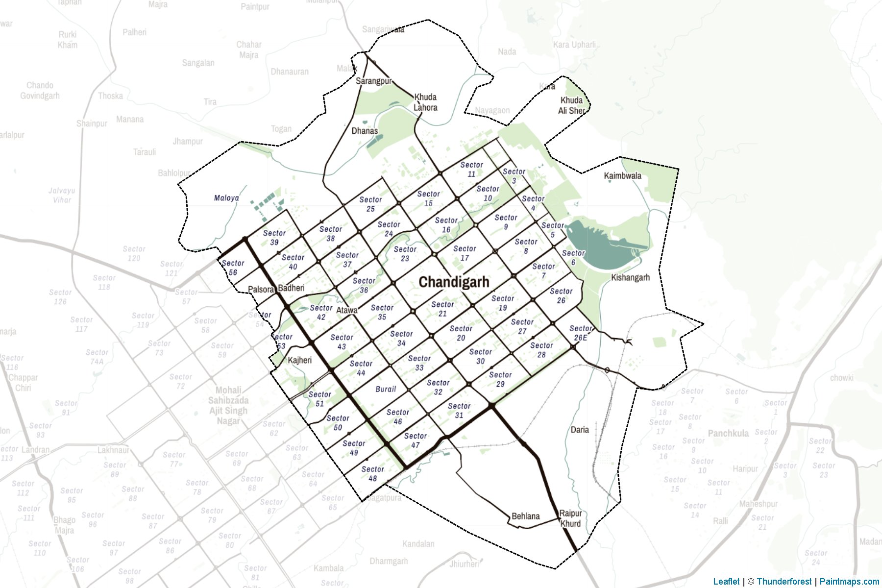 Muestras de recorte de mapas Chandigarh (India)-2