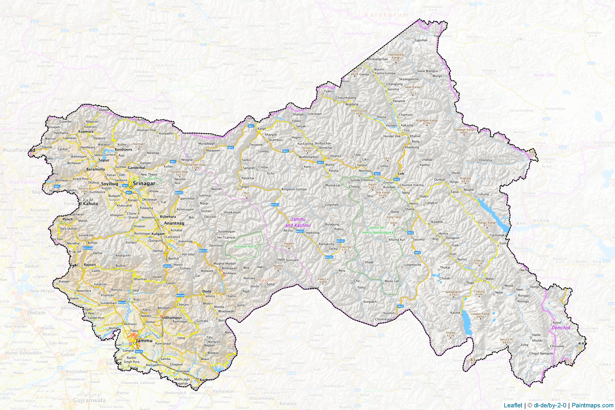 Jammu and Kashmir (India) Map Cropping Samples-1