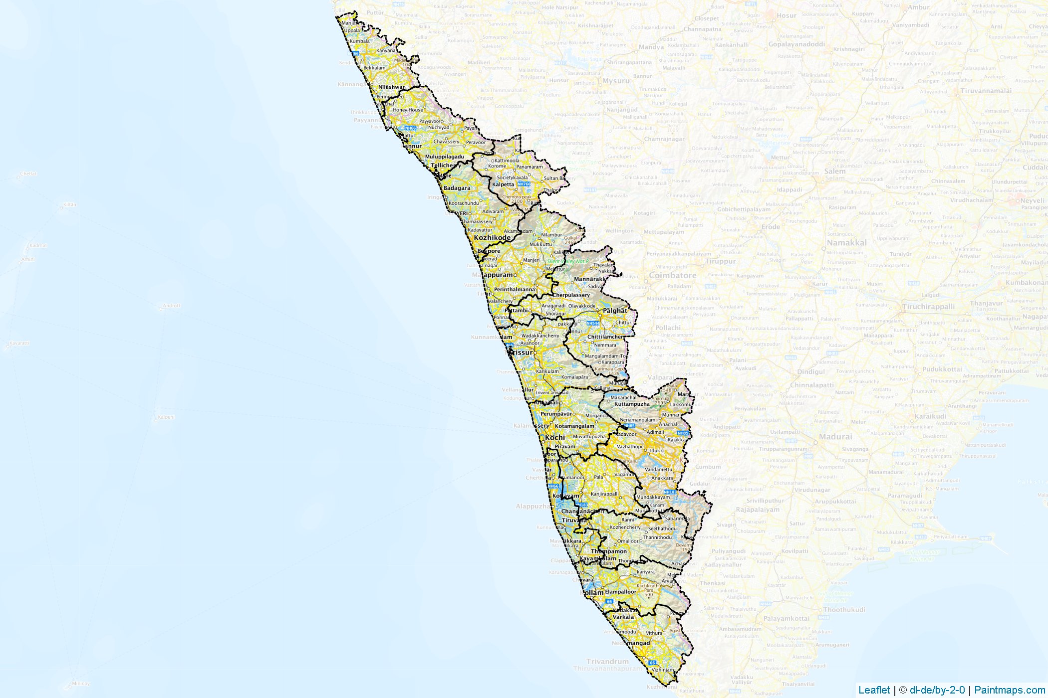 Kerala (Hindistan) Haritası Örnekleri-1