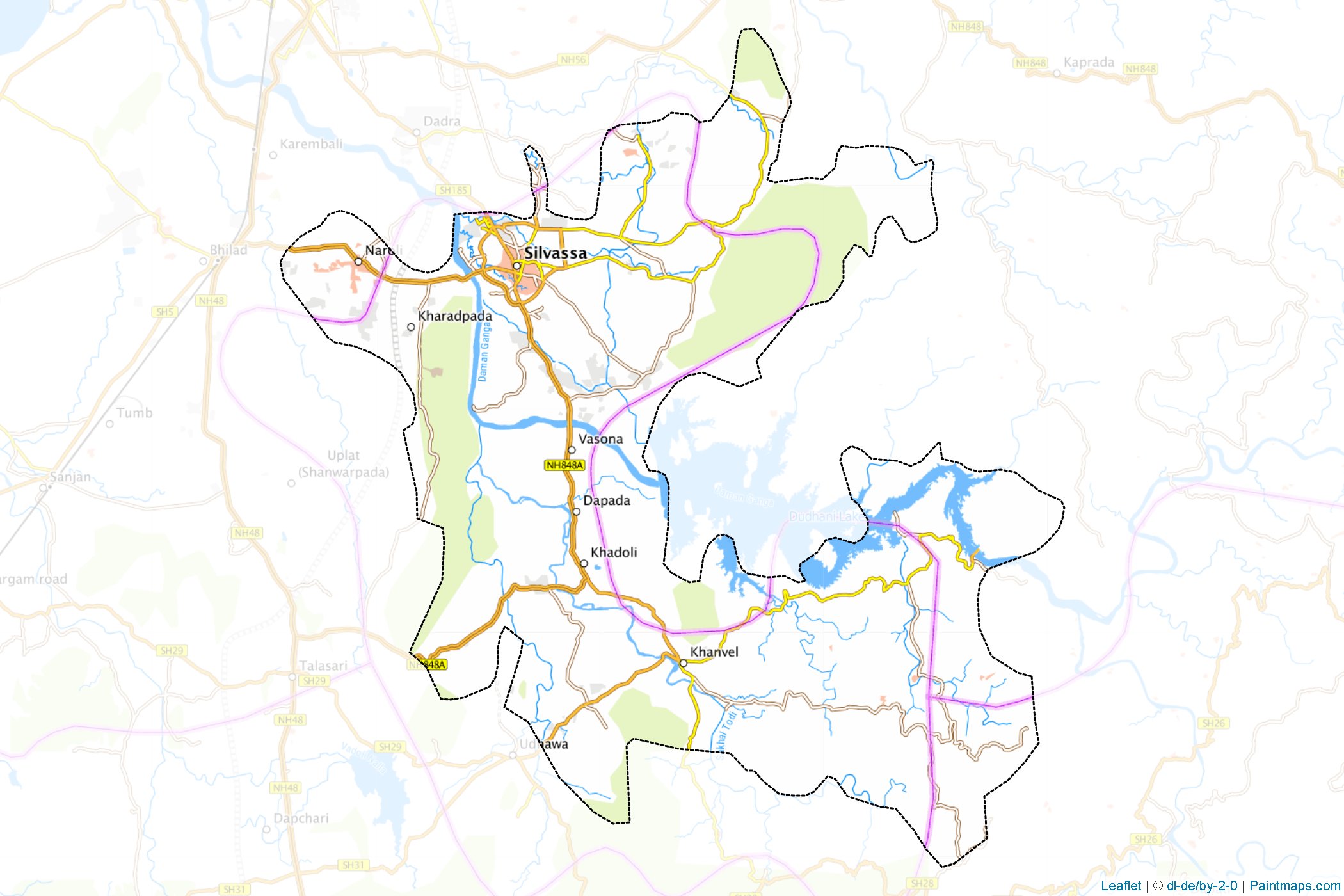 Muestras de recorte de mapas Dadra and Nagar Haveli (India)-1