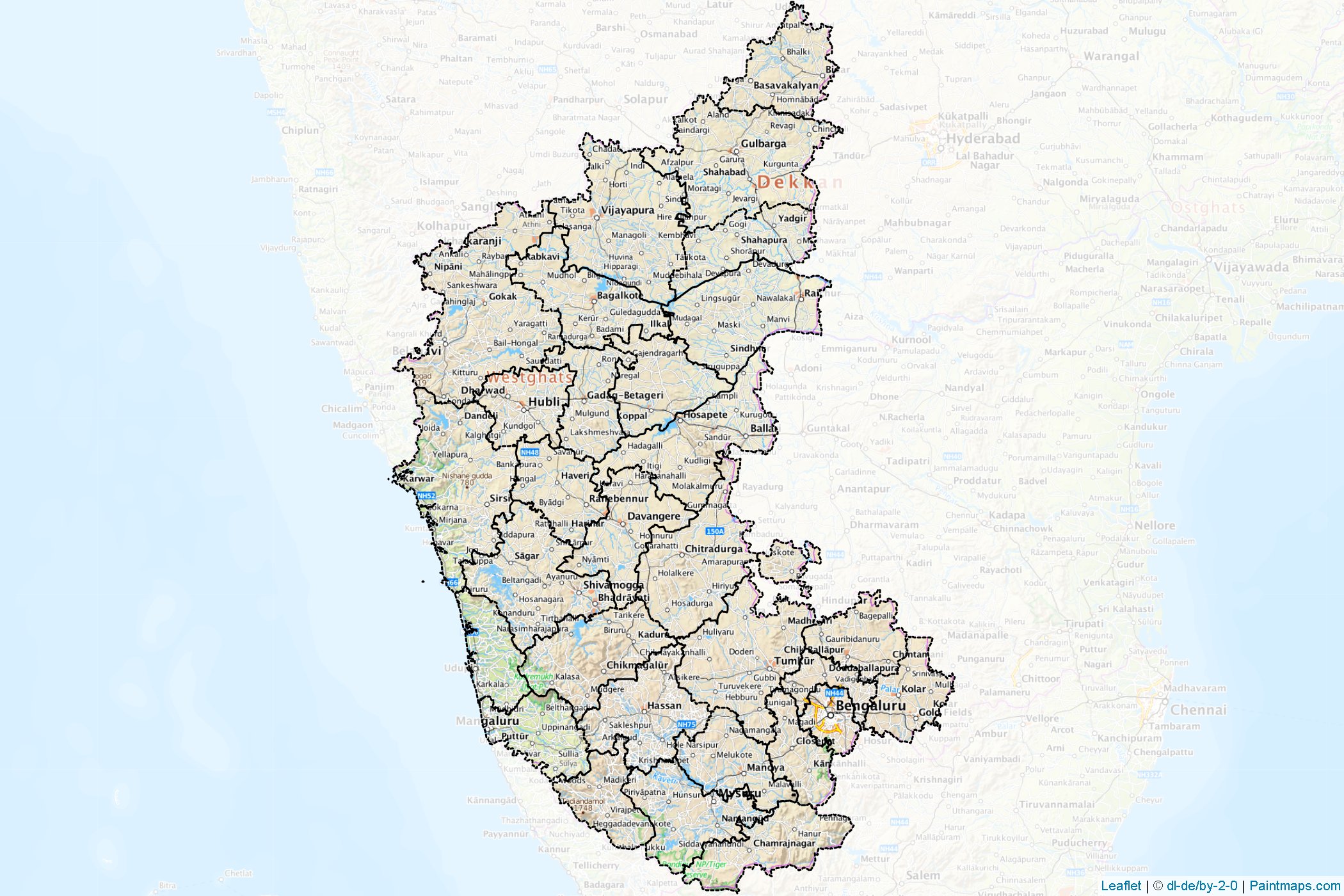 Muestras de recorte de mapas Karnataka (India)-1