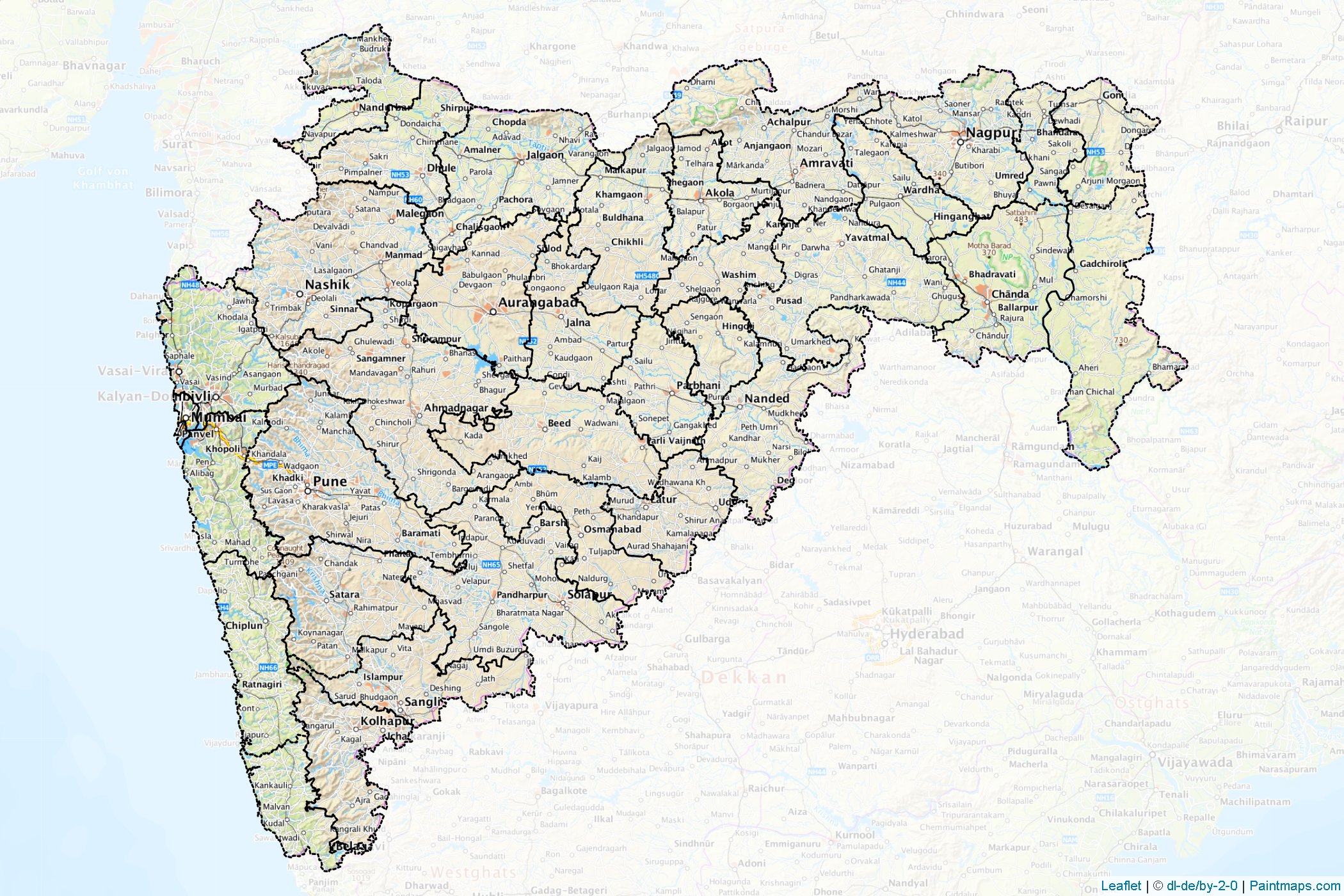 Muestras de recorte de mapas Maharashtra (India)-1