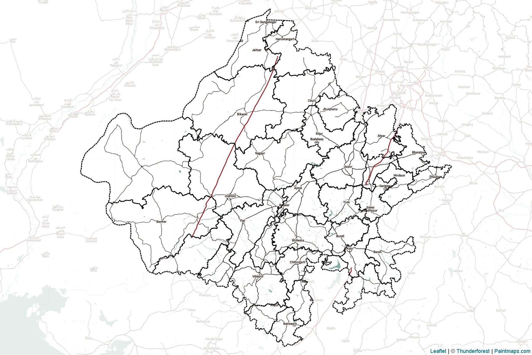 Muestras de recorte de mapas Rajasthan (India)-2