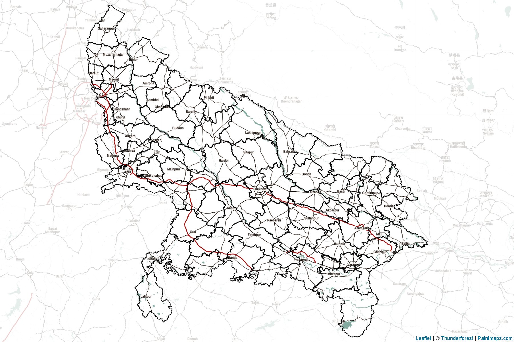 Uttar Pradeş (Hindistan) Haritası Örnekleri-2