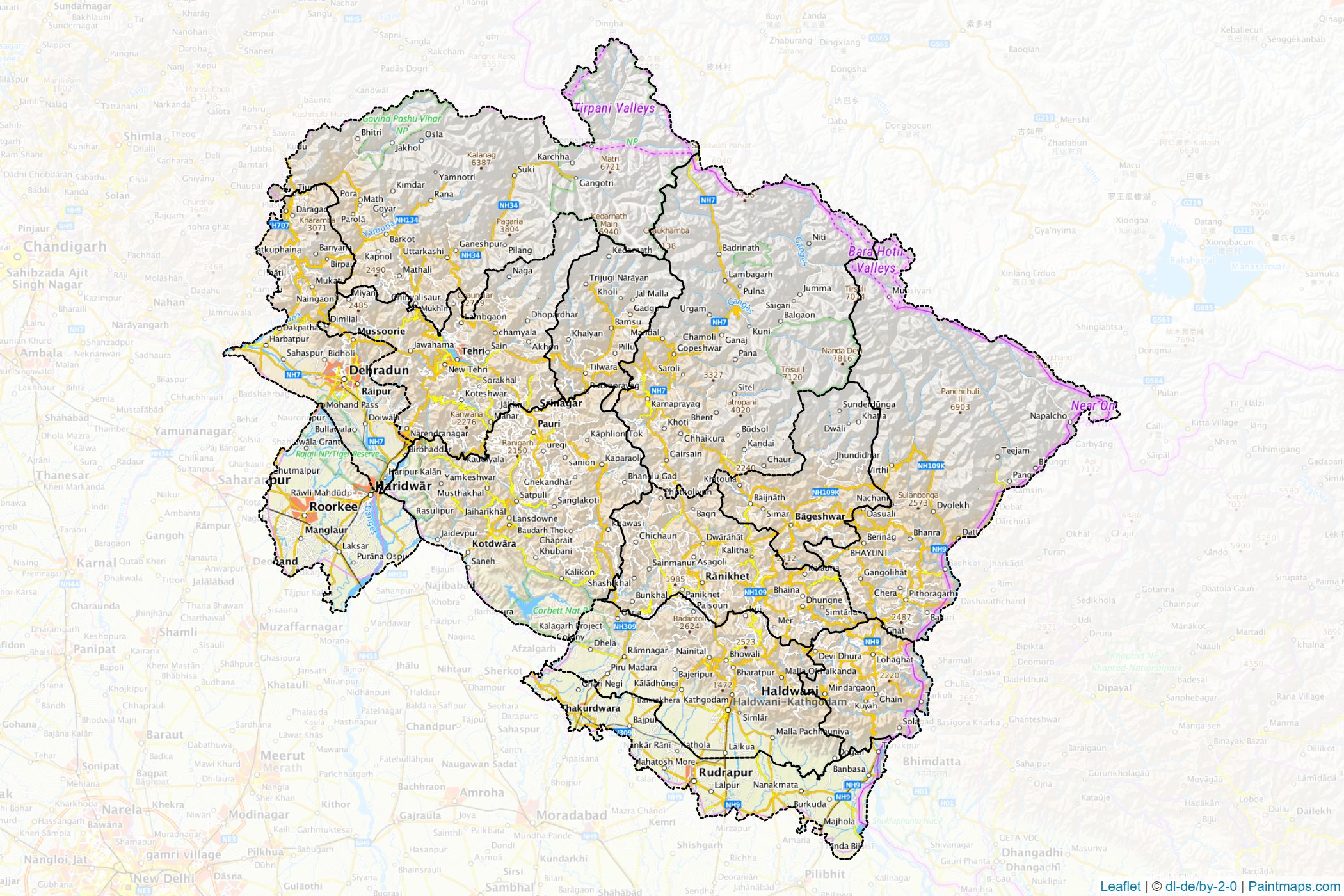 Uttarakhand (India) Map Cropping Samples-1