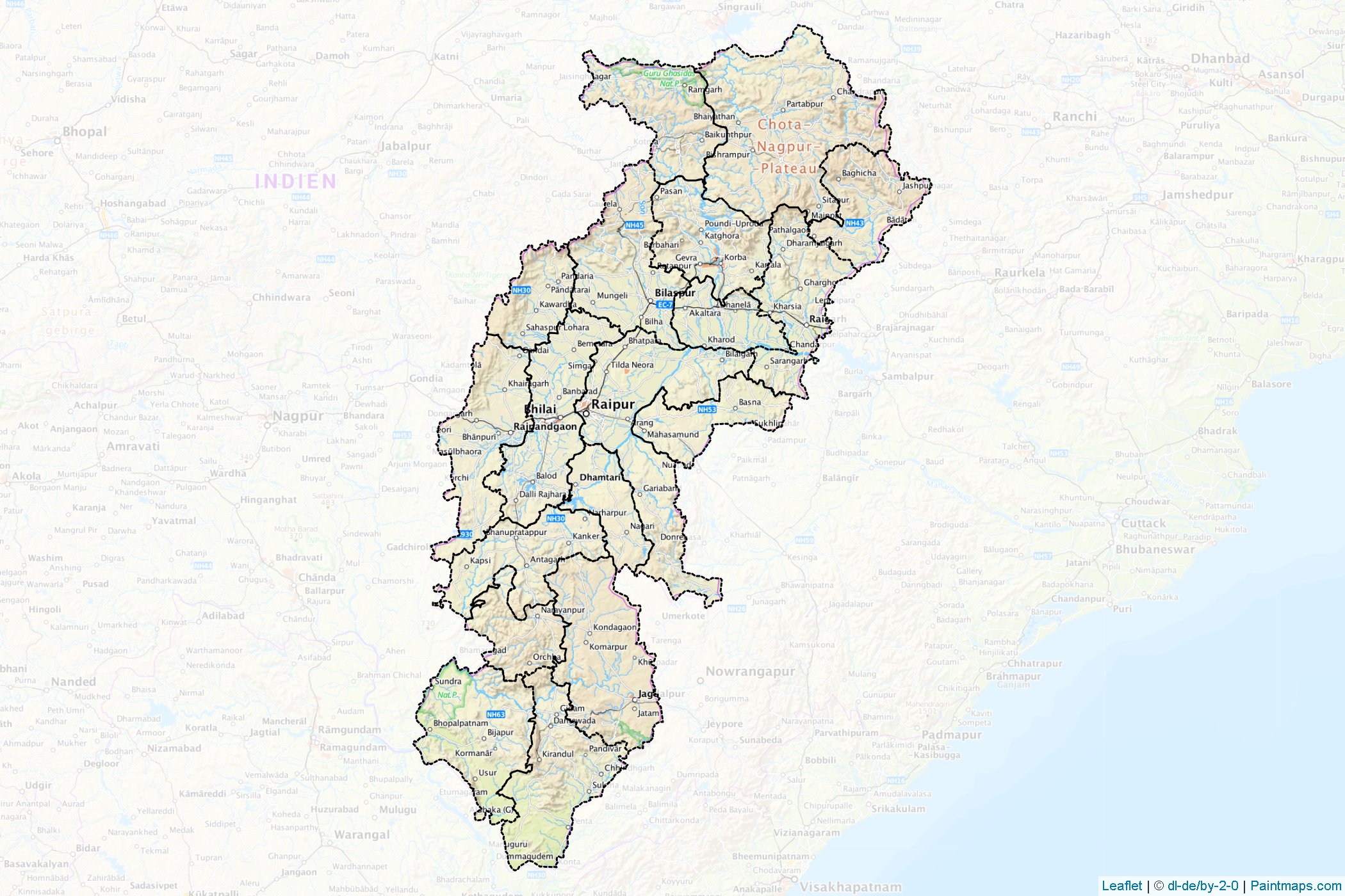 Chhattisgarh (India) Map Cropping Samples-1