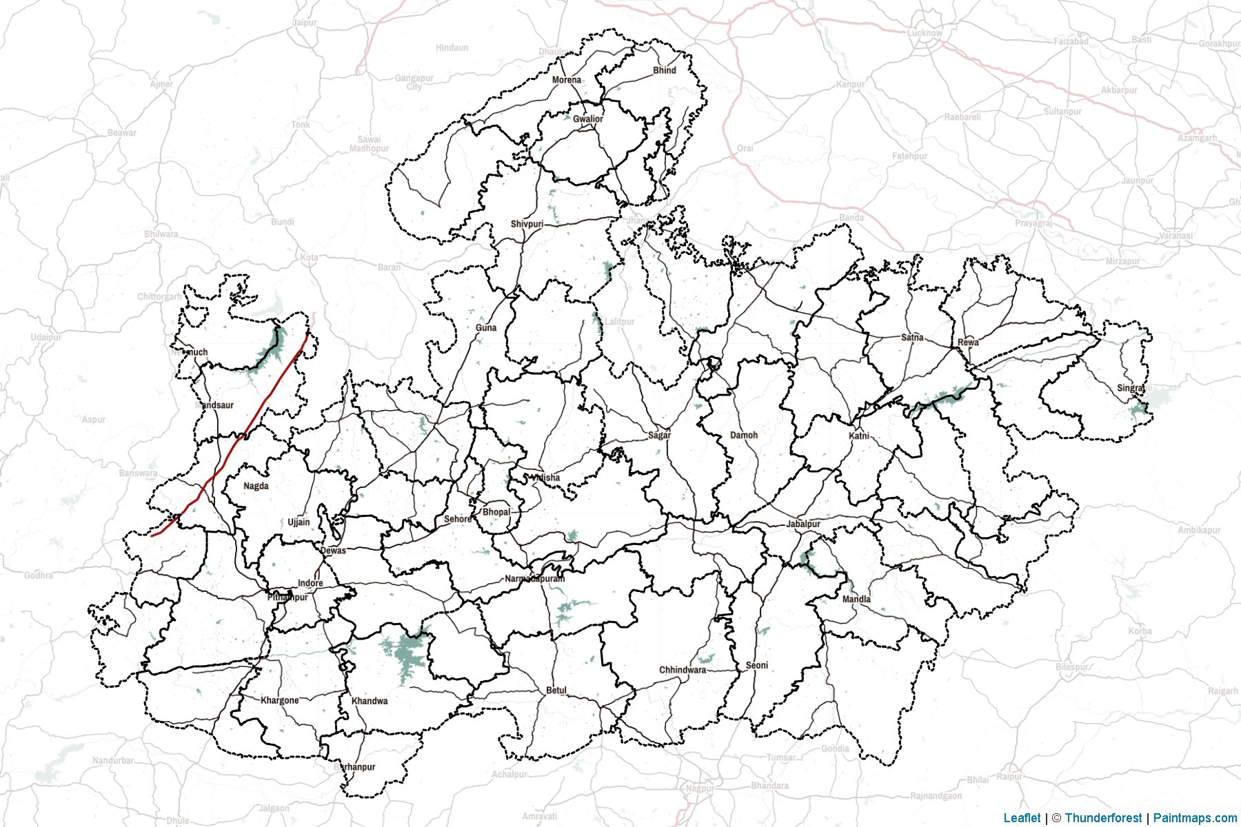 Madhya Pradesh (Hindistan) Haritası Örnekleri-2