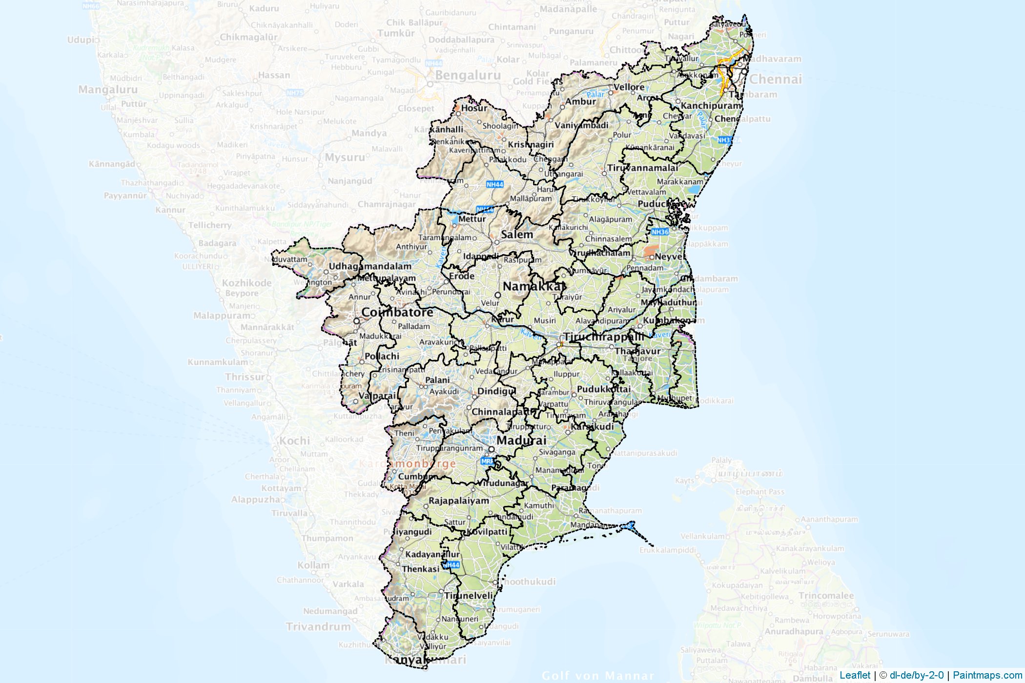 Tamil Nadu (India) Map Cropping Samples-1