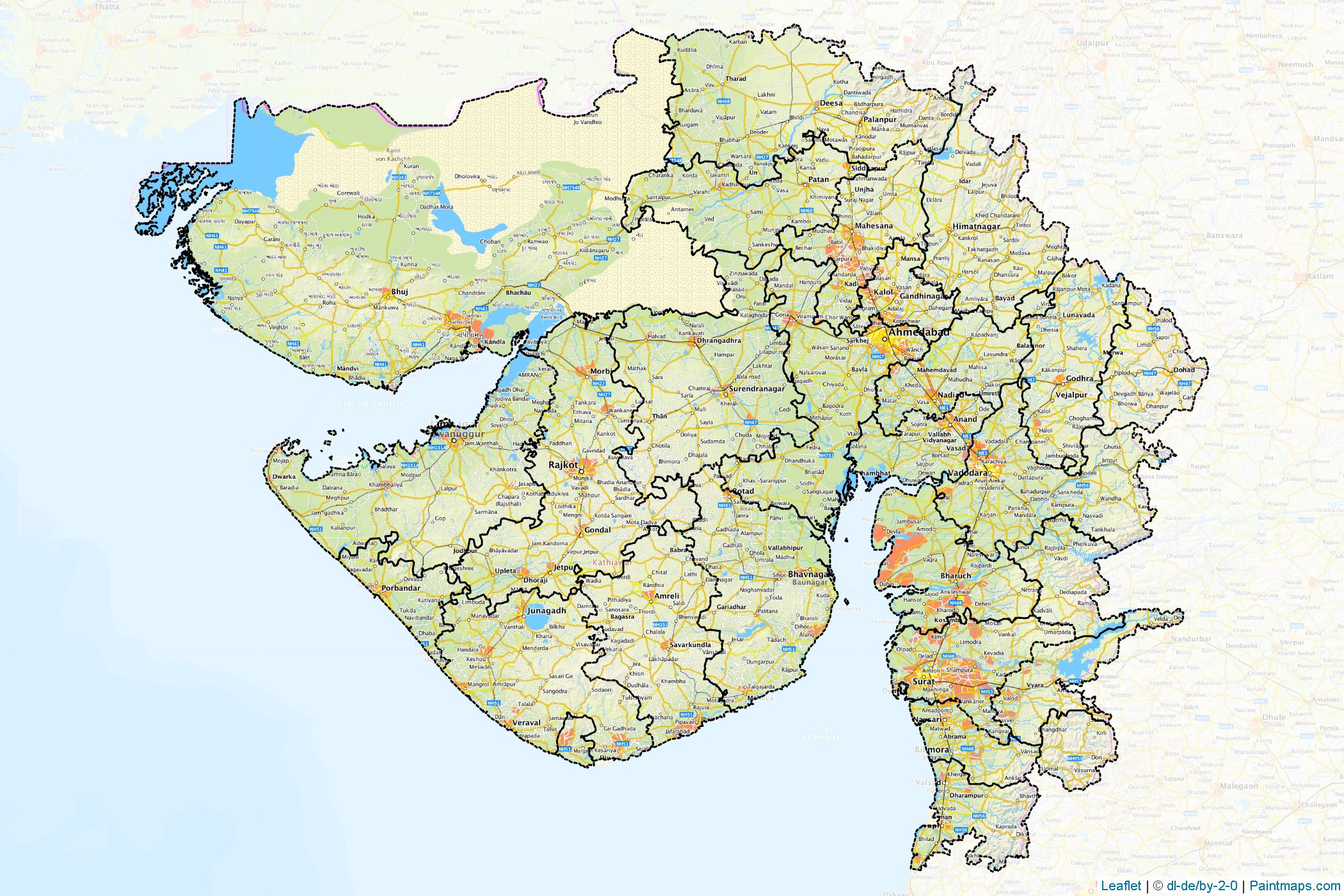 Muestras de recorte de mapas Gujarat (India)-1