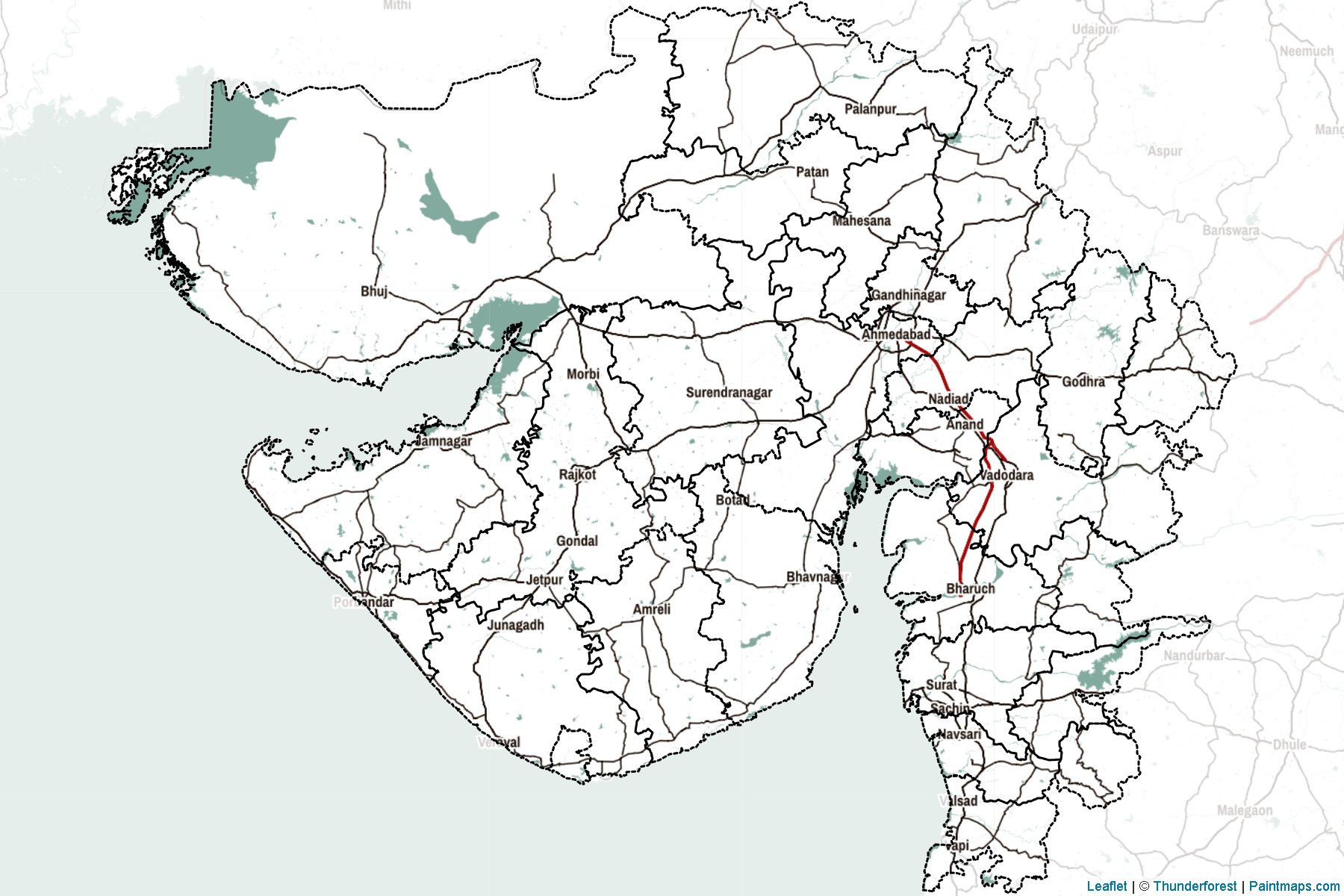 Muestras de recorte de mapas Gujarat (India)-2