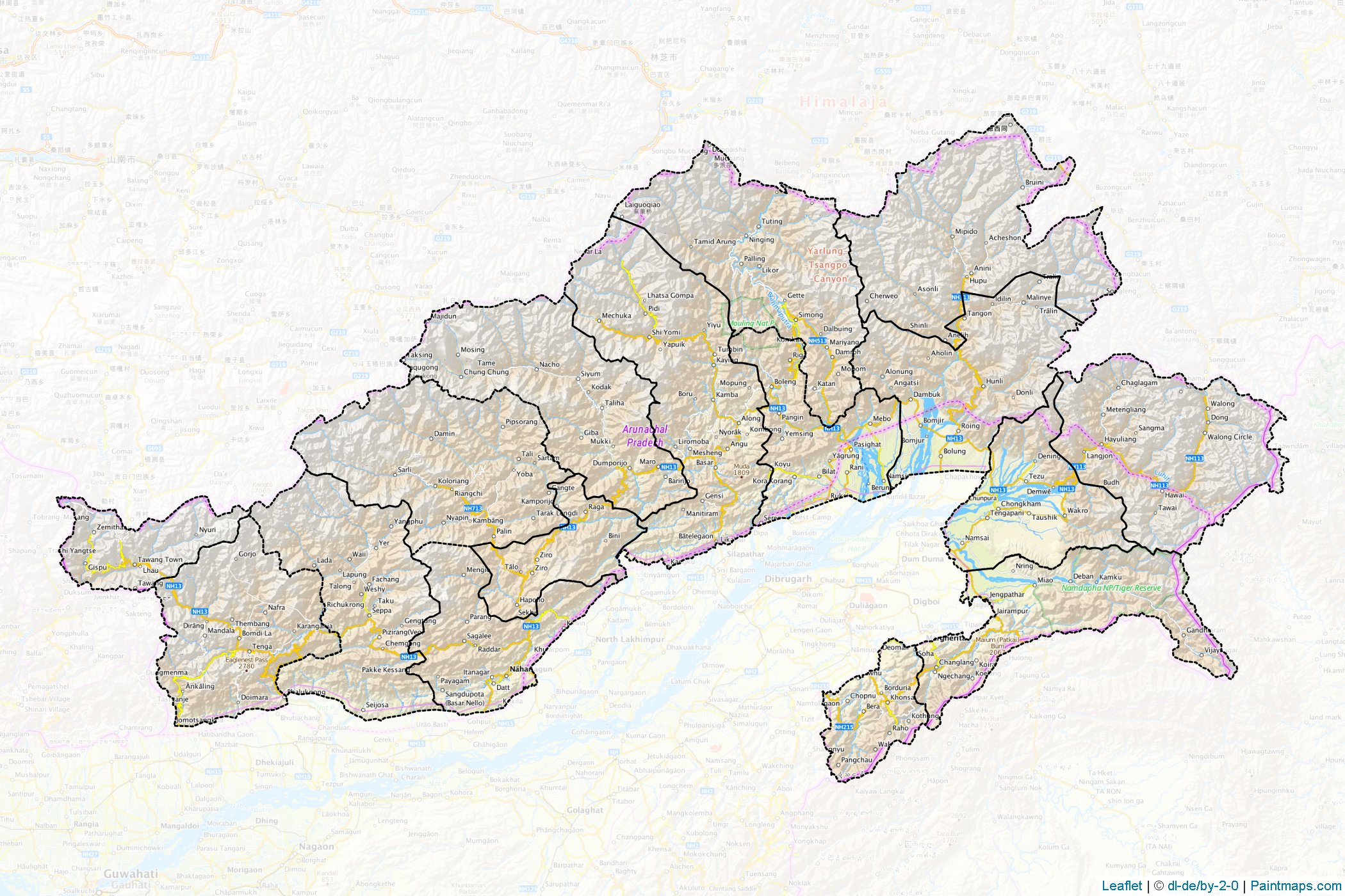 Arunachal Pradesh (India) Map Cropping Samples-1