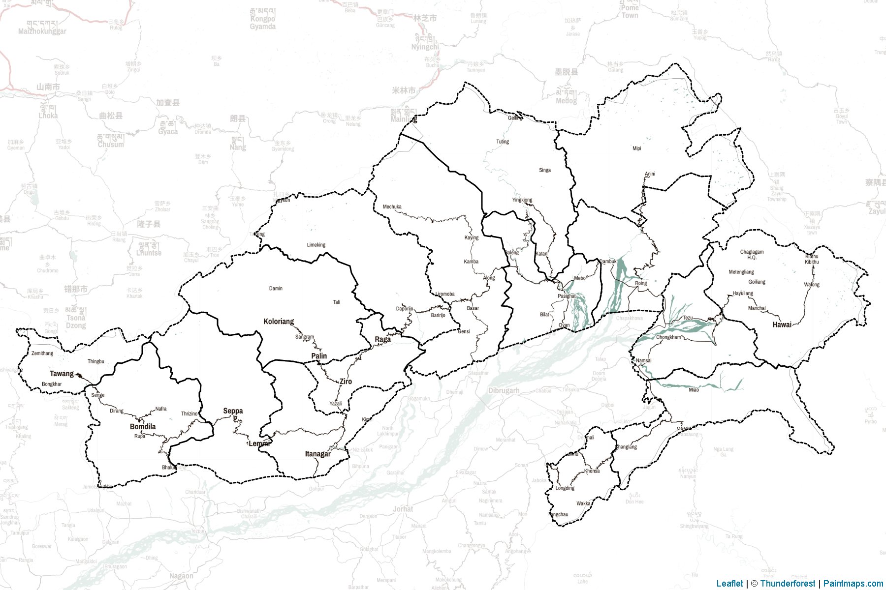 Arunachal Pradesh (India) Map Cropping Samples-2