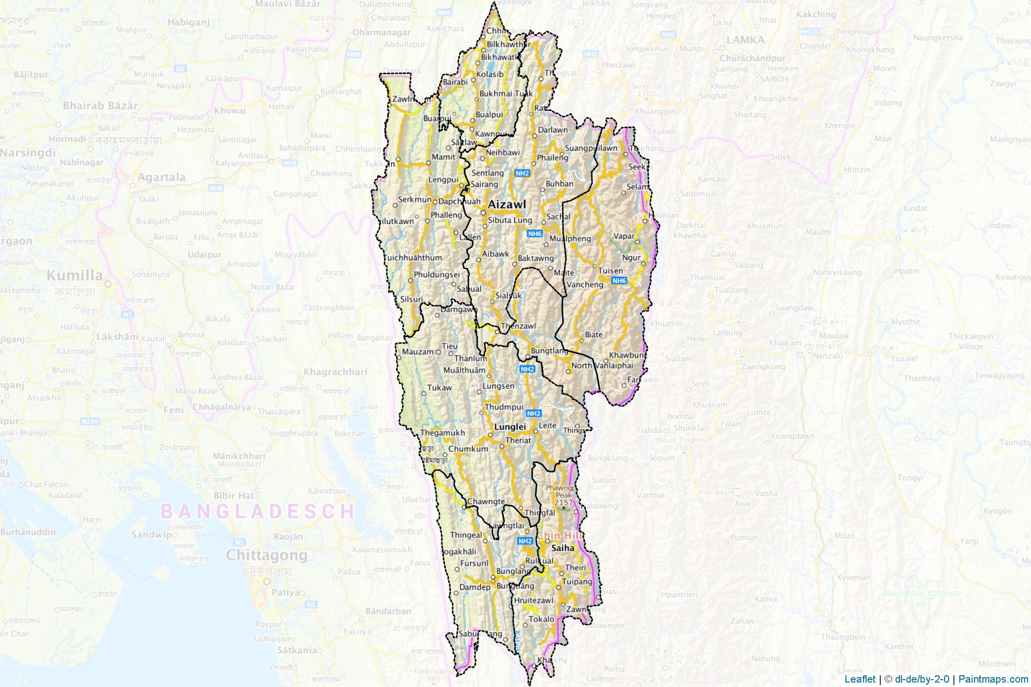 Mizoram (India) Map Cropping Samples-1