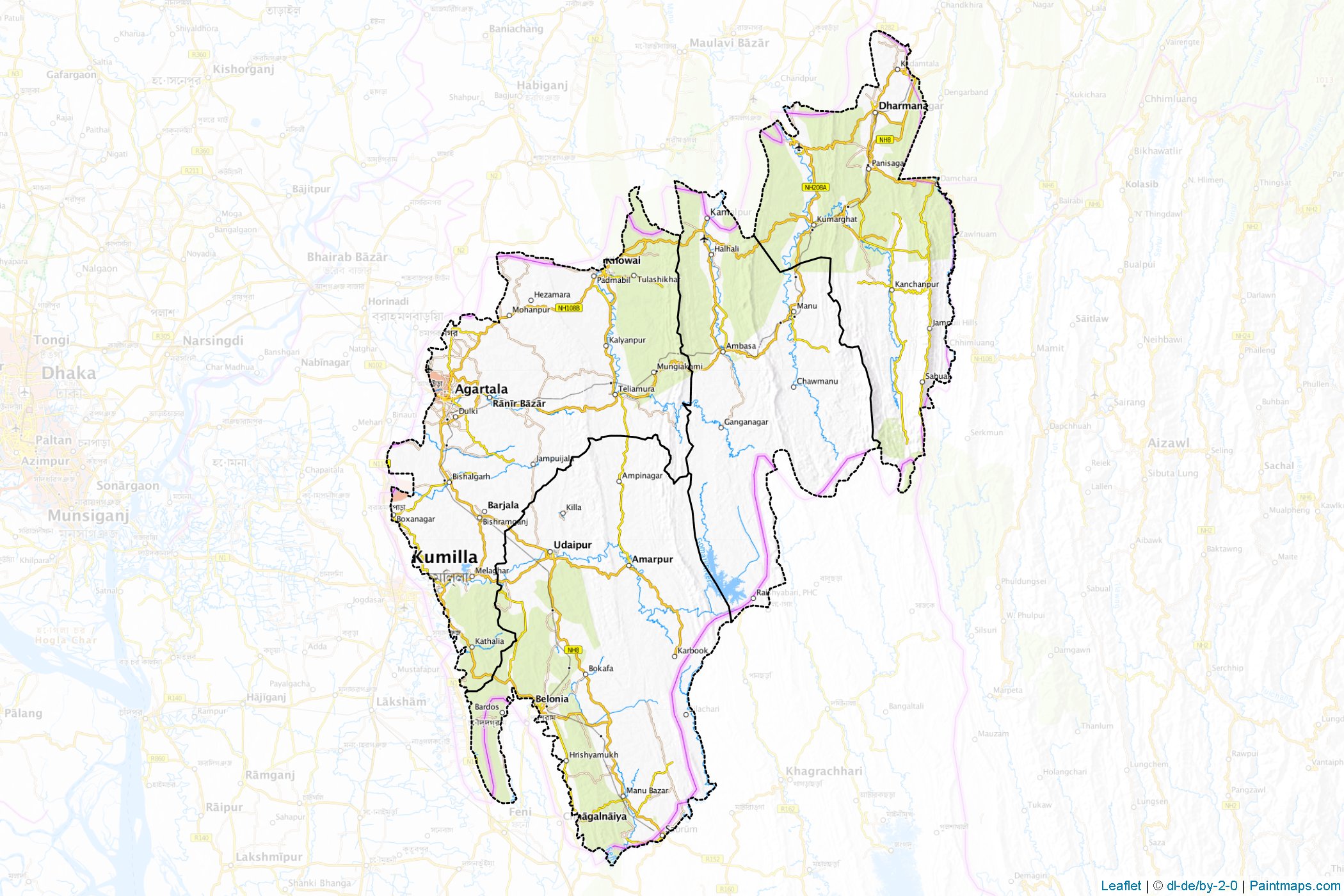 Tripura (India) Map Cropping Samples-1