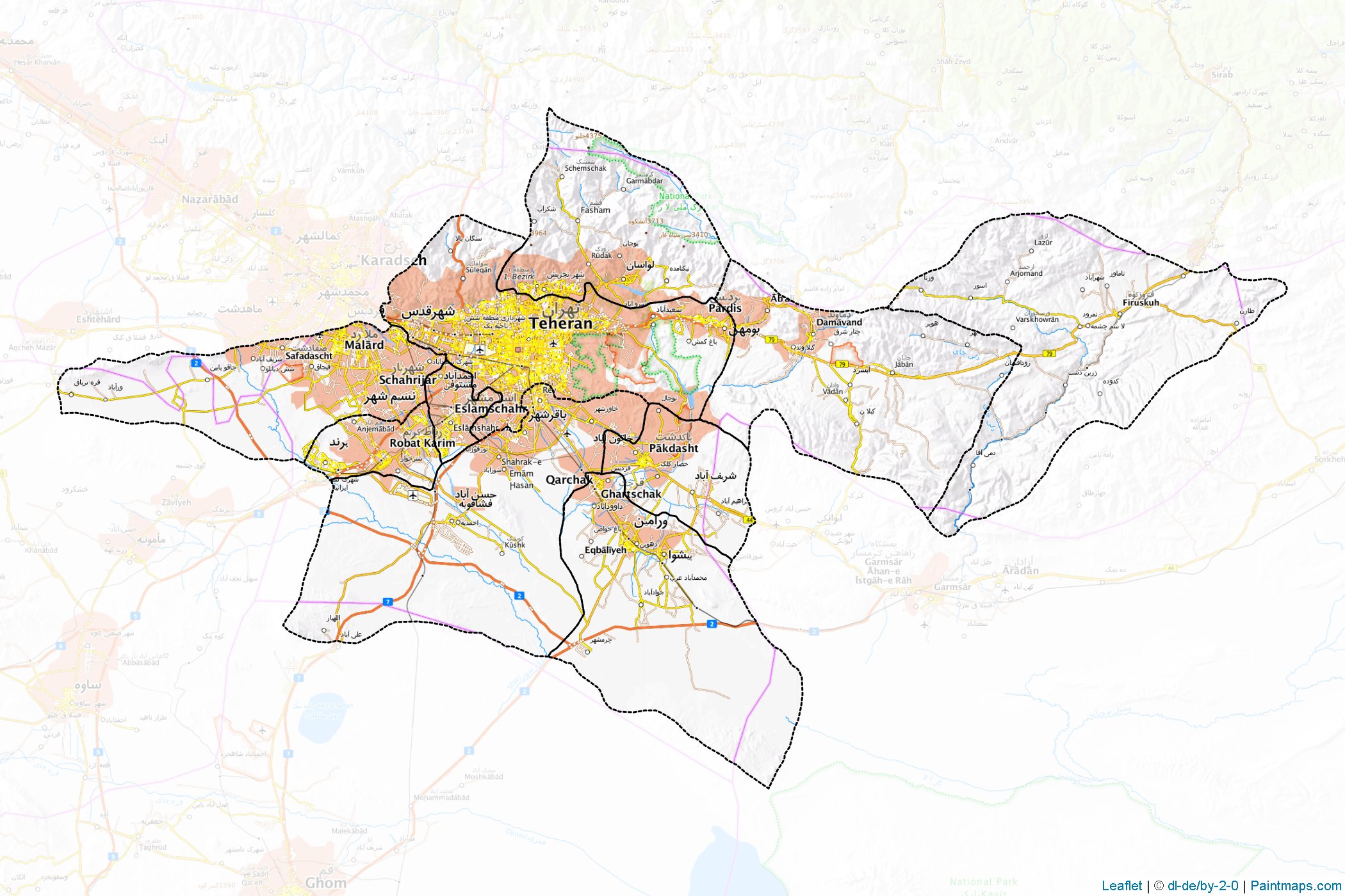 Muestras de recorte de mapas Tehran (Irán)-1