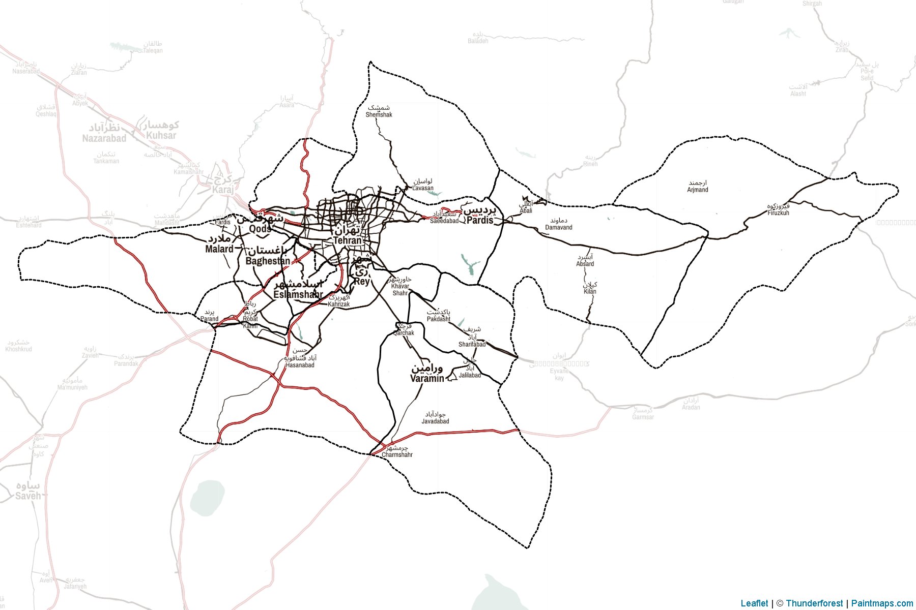 Muestras de recorte de mapas Tehran (Irán)-2