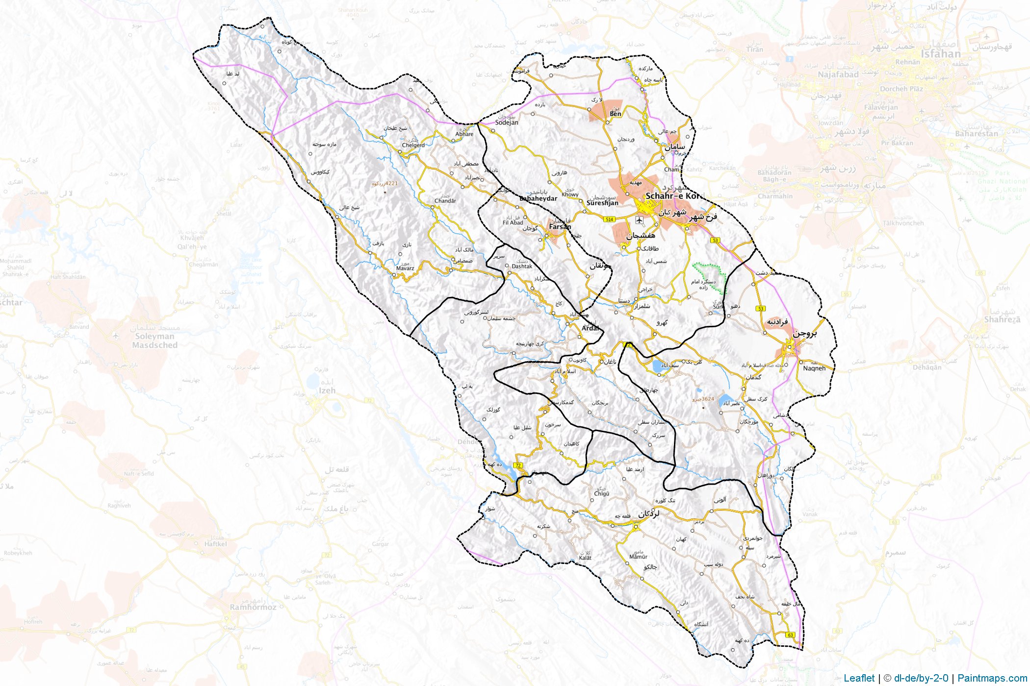 Çaharmahal ve Bahtiyari Eyaleti (İran) Haritası Örnekleri-1
