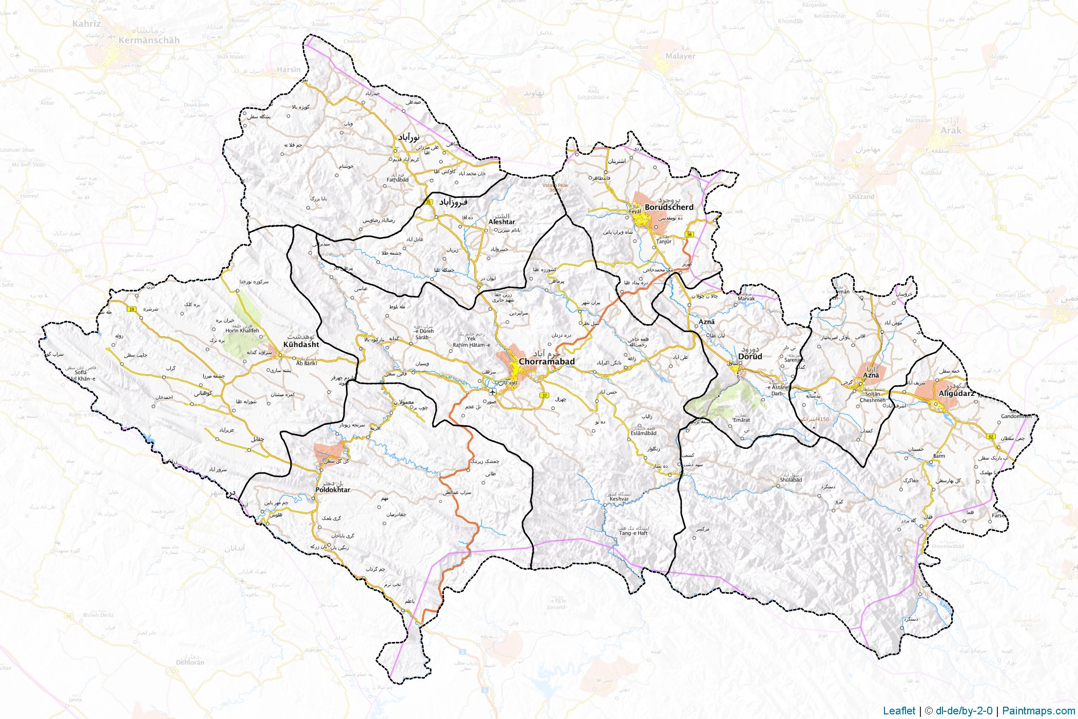 Muestras de recorte de mapas Lorestan (Irán)-1