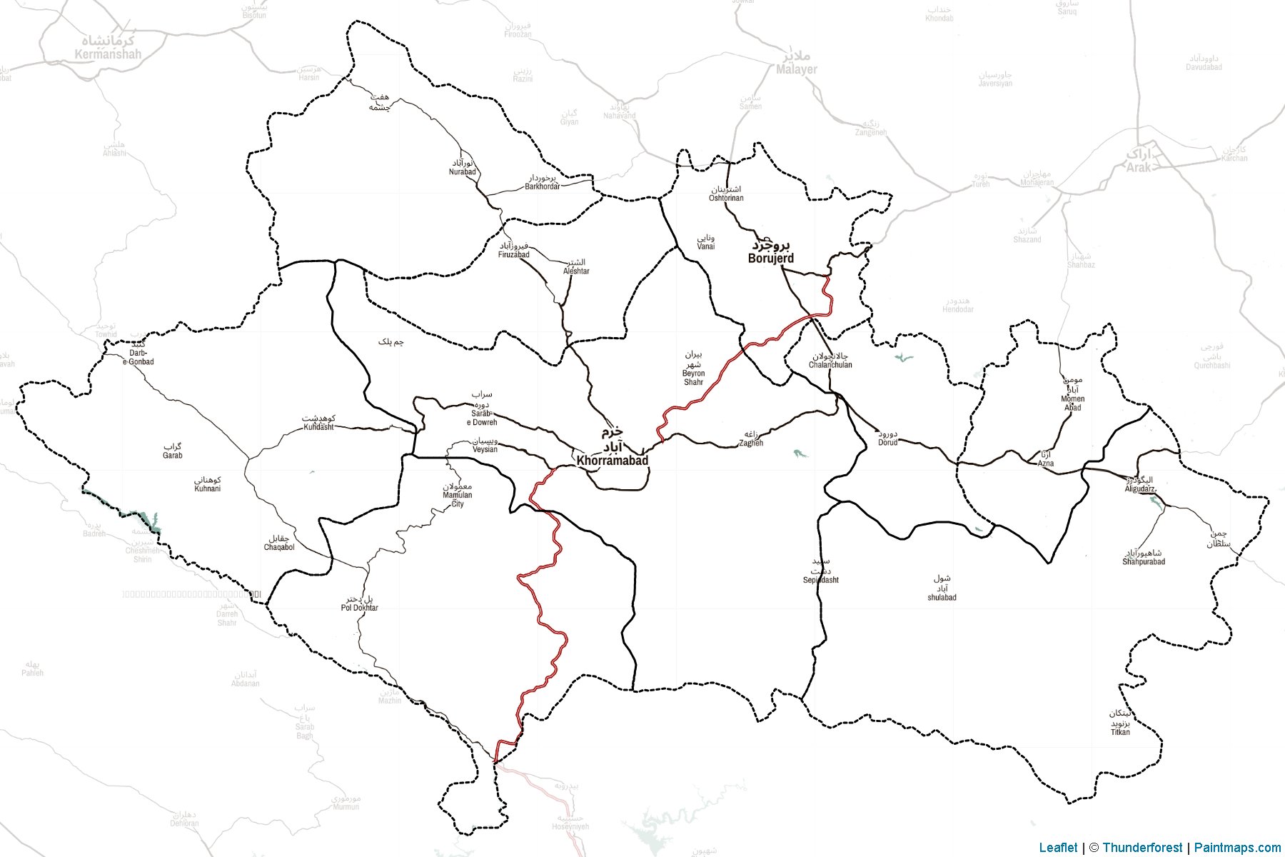 Muestras de recorte de mapas Lorestan (Irán)-2