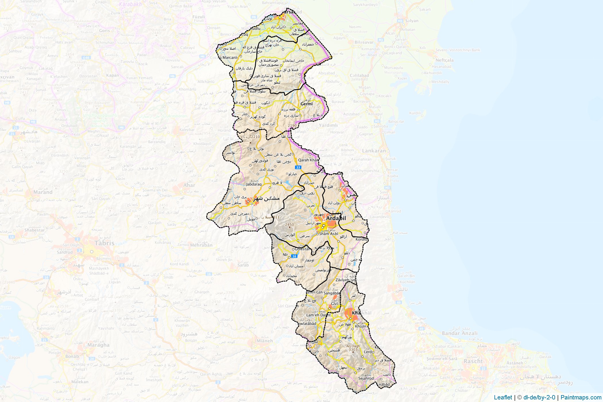 Ardabil (Iran) Map Cropping Samples-1