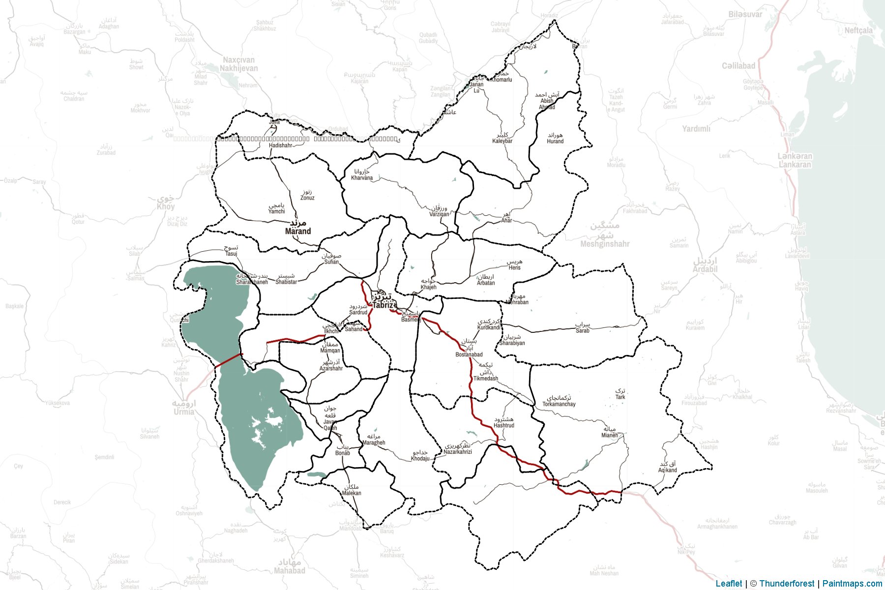 Muestras de recorte de mapas East Azerbaijan (Irán)-2