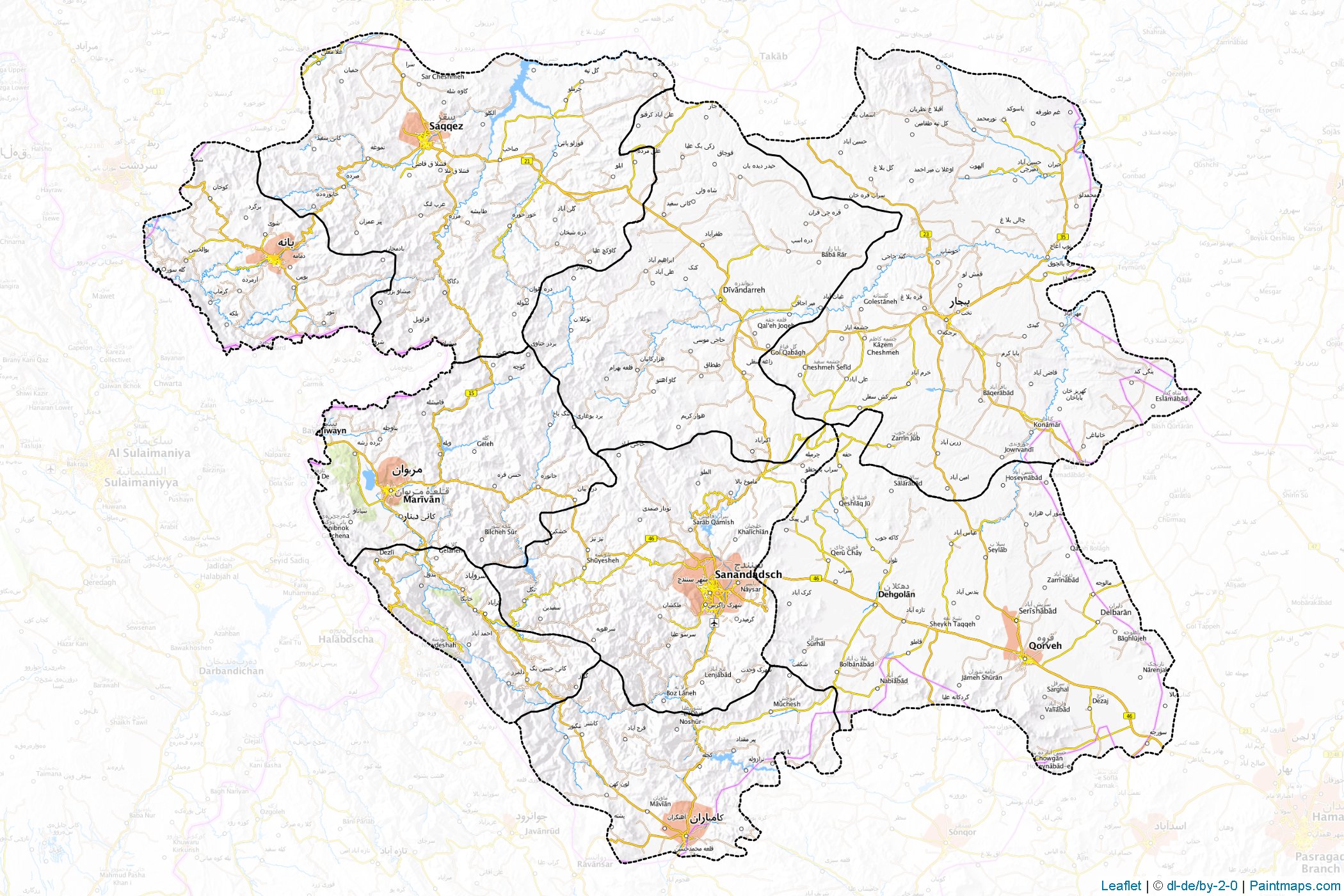 Kordestan (Iran) Map Cropping Samples-1