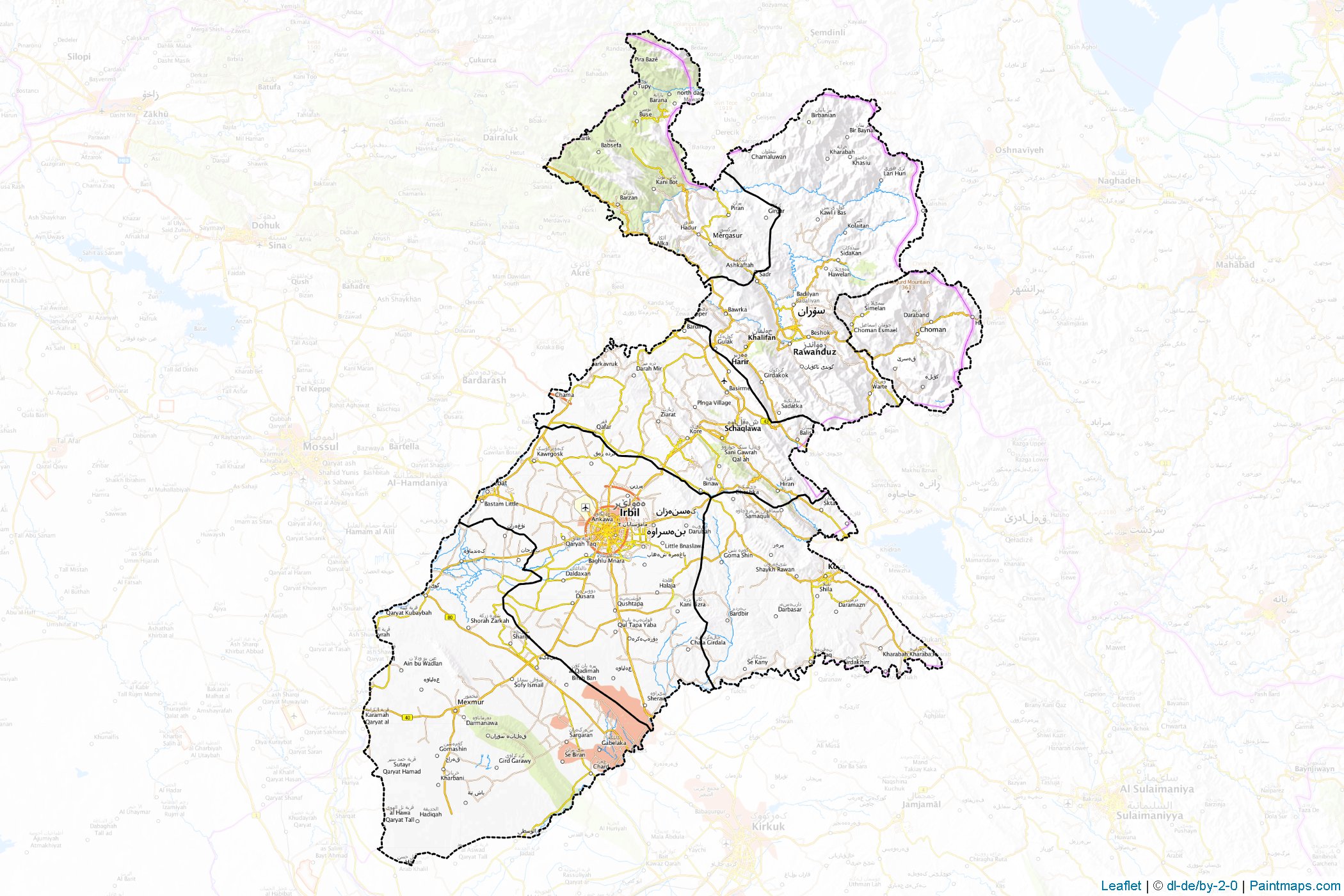 Erbil ili (Irak) Haritası Örnekleri-1