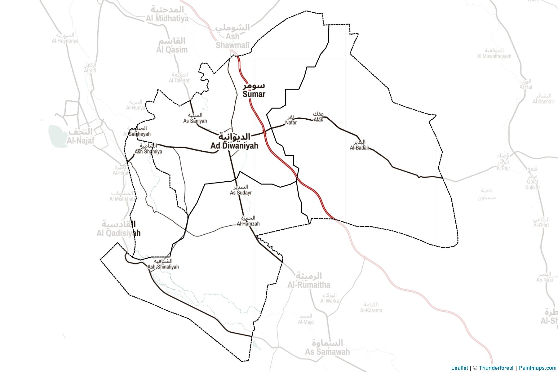 Muestras de recorte de mapas Al-Qadisiyah (Irak)-2