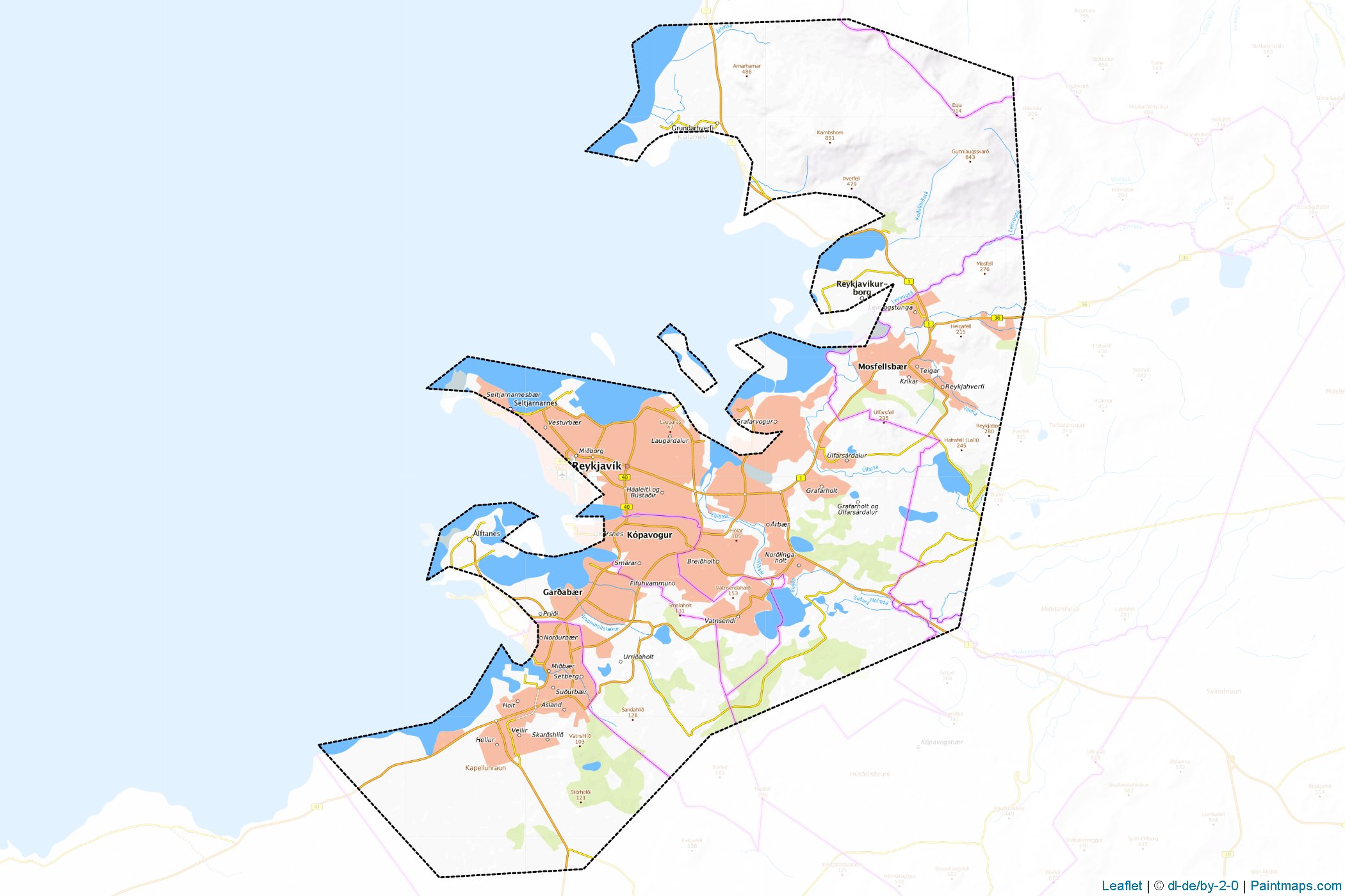 Muestras de recorte de mapas Reykjavík (Islandia)-1