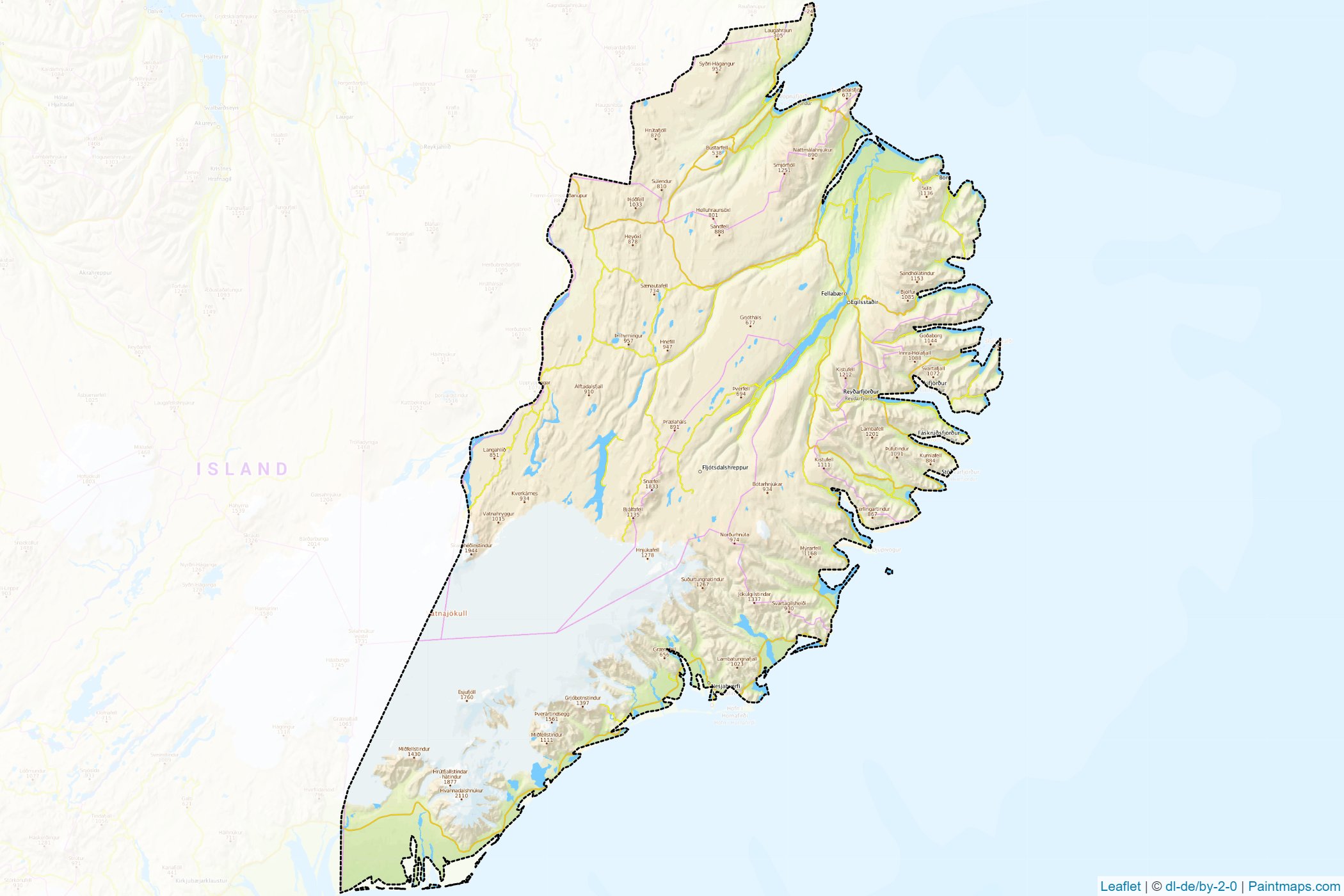 Austurland (Iceland) Map Cropping Samples-1