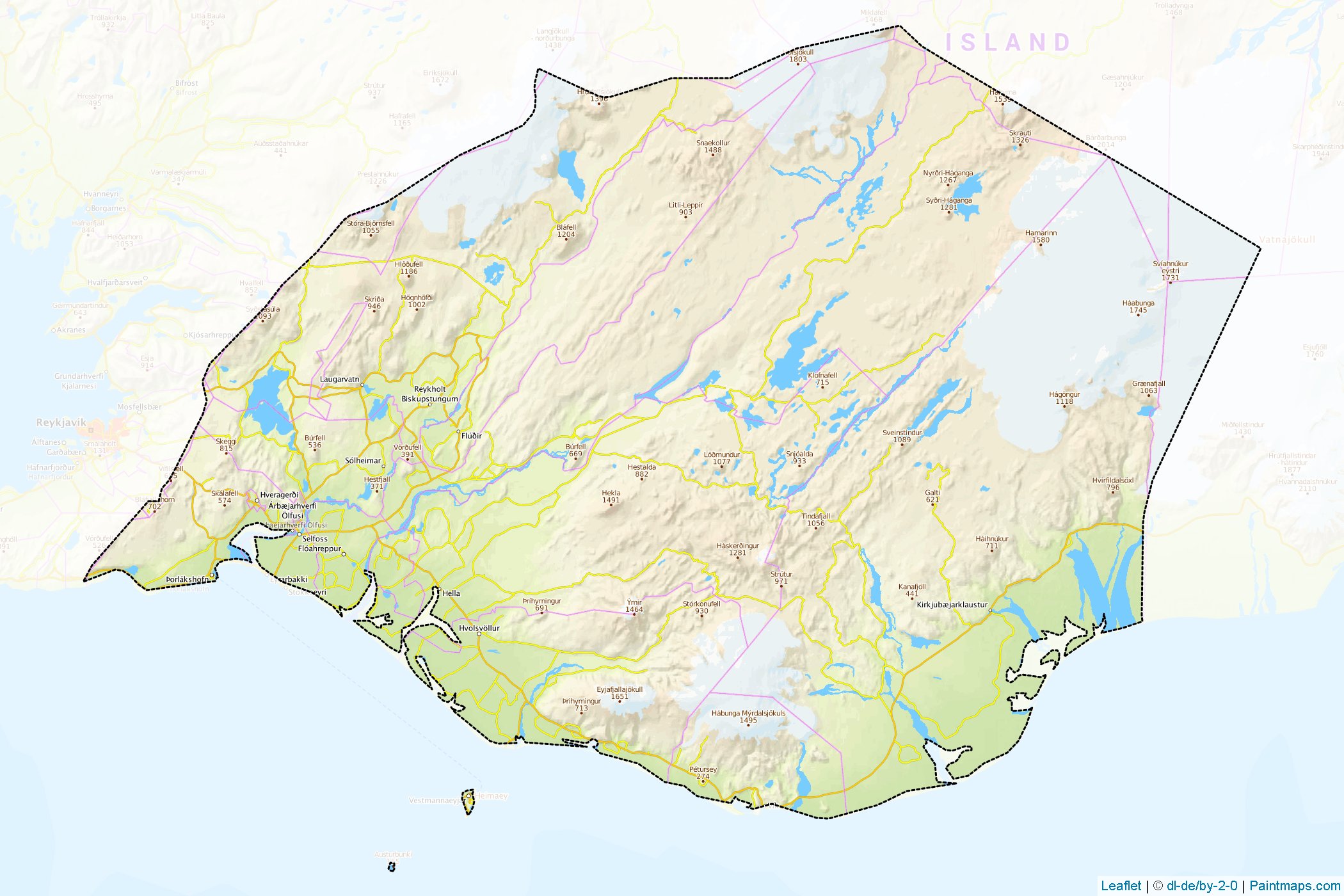 Southern Bölgesi (İzlanda) Haritası Örnekleri-1